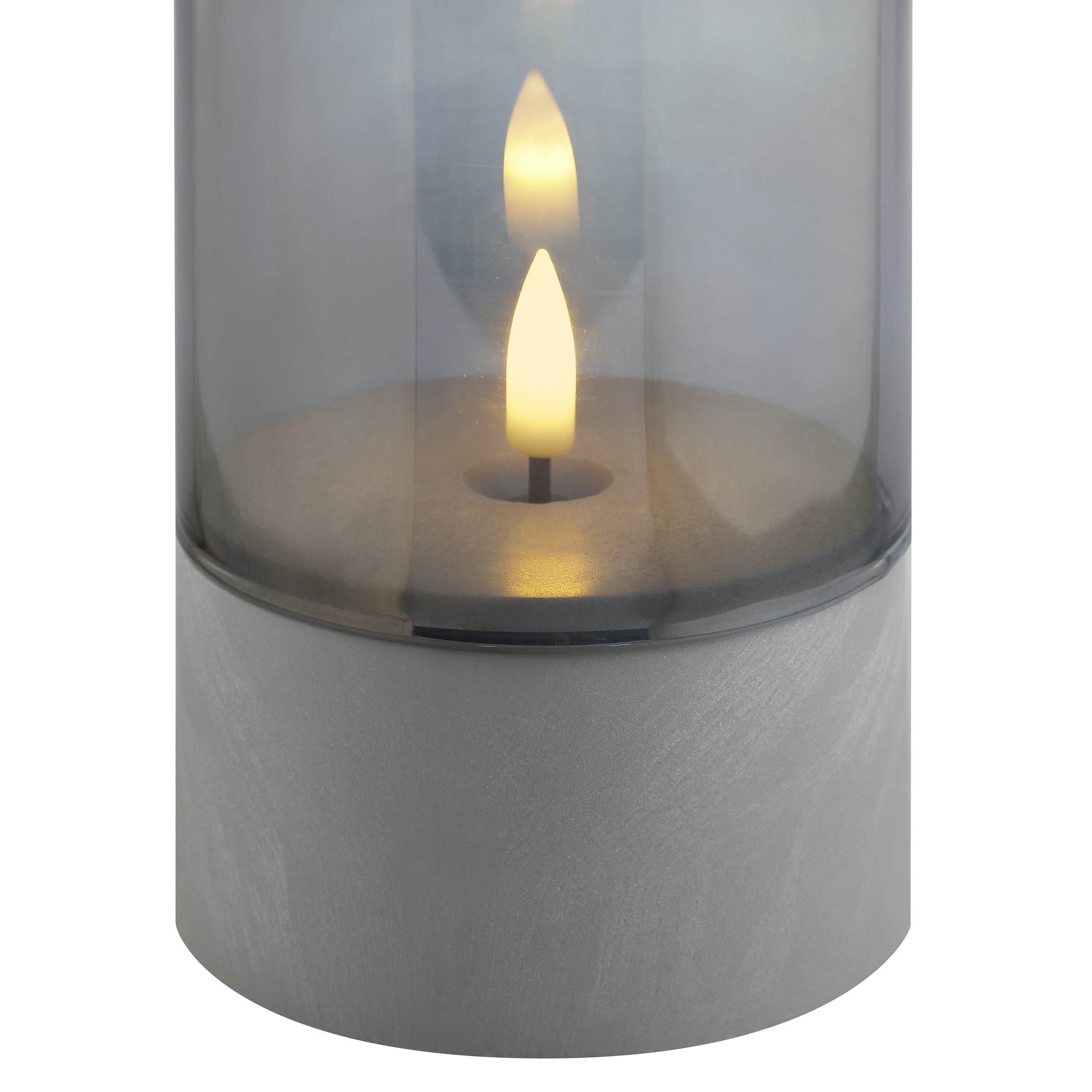 Brilliant LED Tischleuchte »Illusion mit Batterie (exkl.)« LED-Modul 2 Stk. LED-Kerzen Tischleuchten 2er-Set, 16x8 cm, Rauchglas, 2500 K, grau