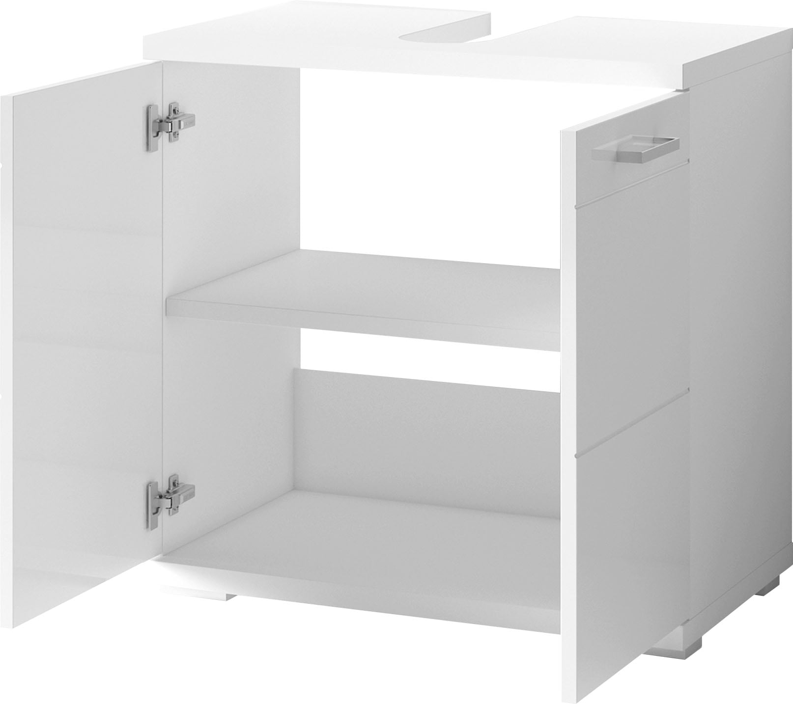 byLIVING Waschbeckenunterschrank »Nebraska«, Breite 60 cm, mit Hochglanzlackierung und verchromten Metallgriffen