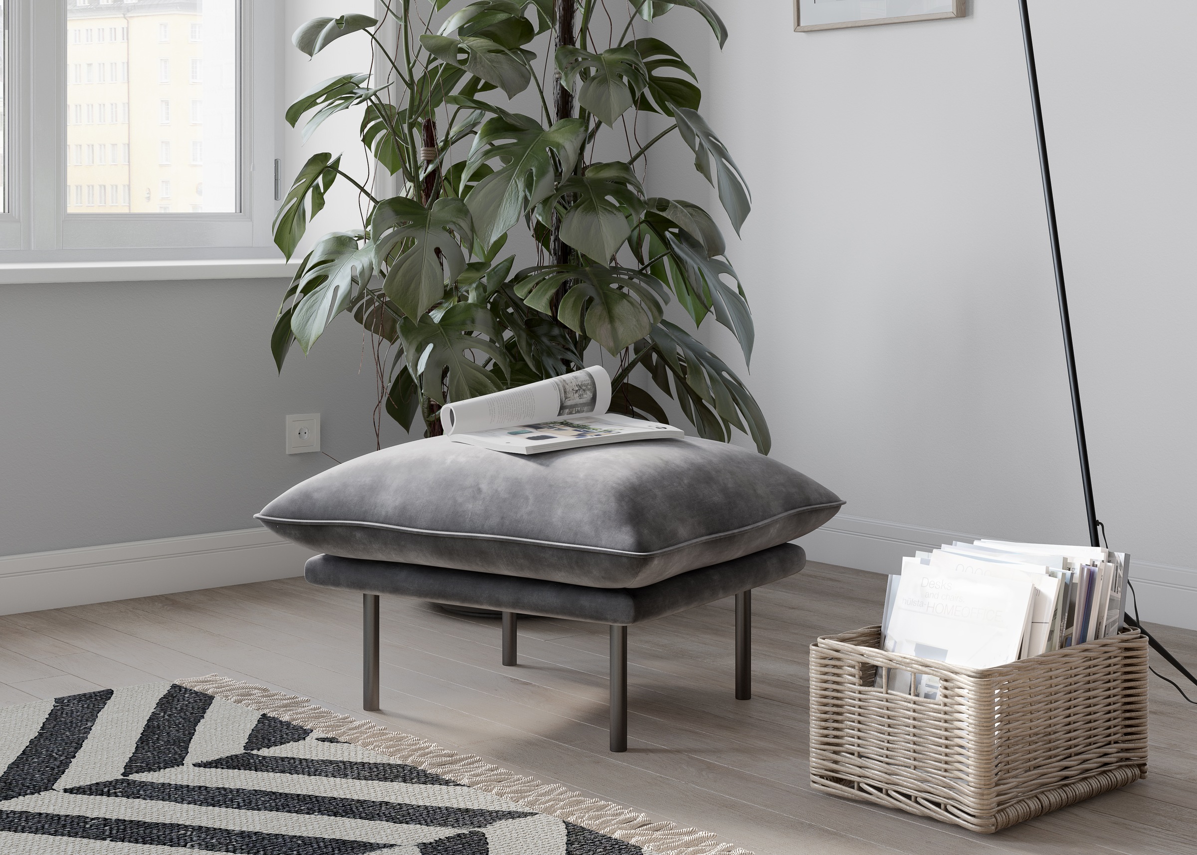 andas Polsterhocker »Stine«, Besonderes Design durch Kissenoptik und Keder, by Morten Georgsen