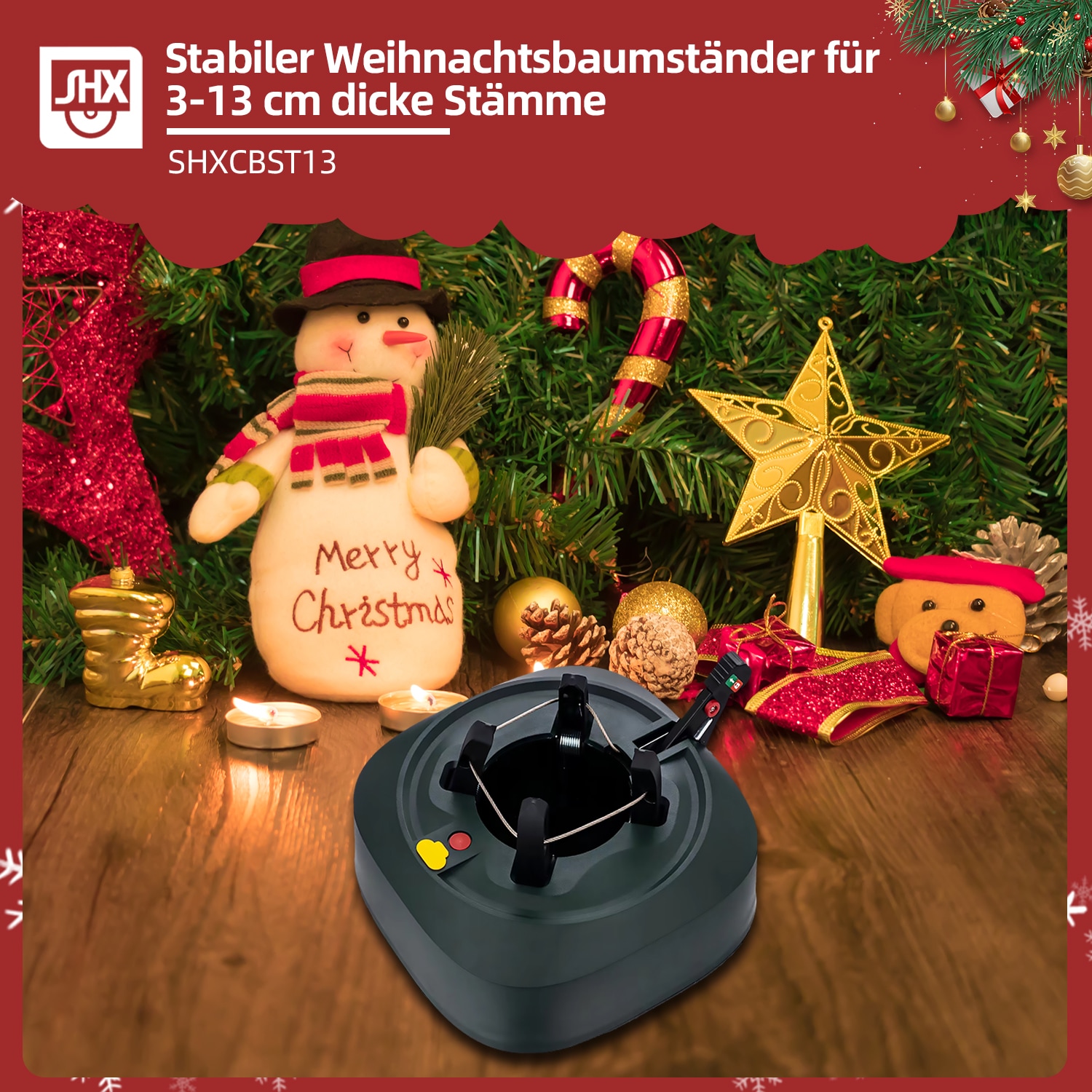 SHX Christbaumständer »Christbaumständer 3-13 cm«, Fußhebel-Funktion, Wassertank