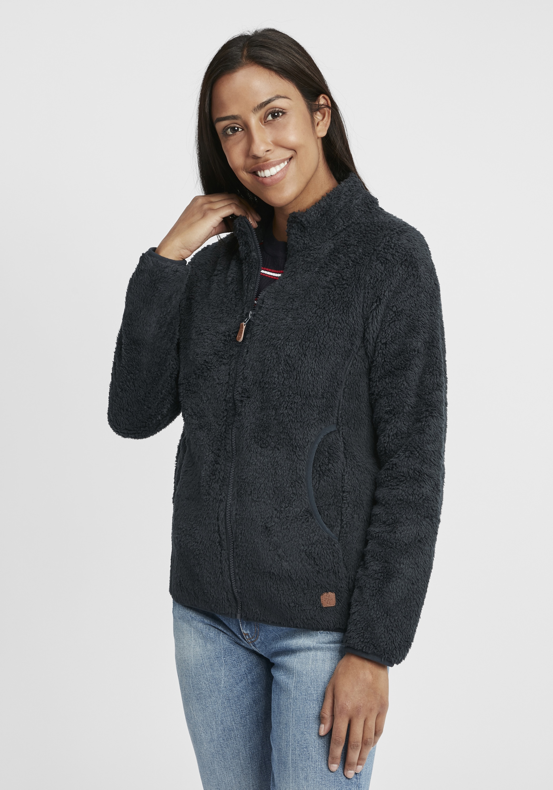 OXMO Fleecejacke »Sweatjacke OXTelsa«, ohne Kapuze