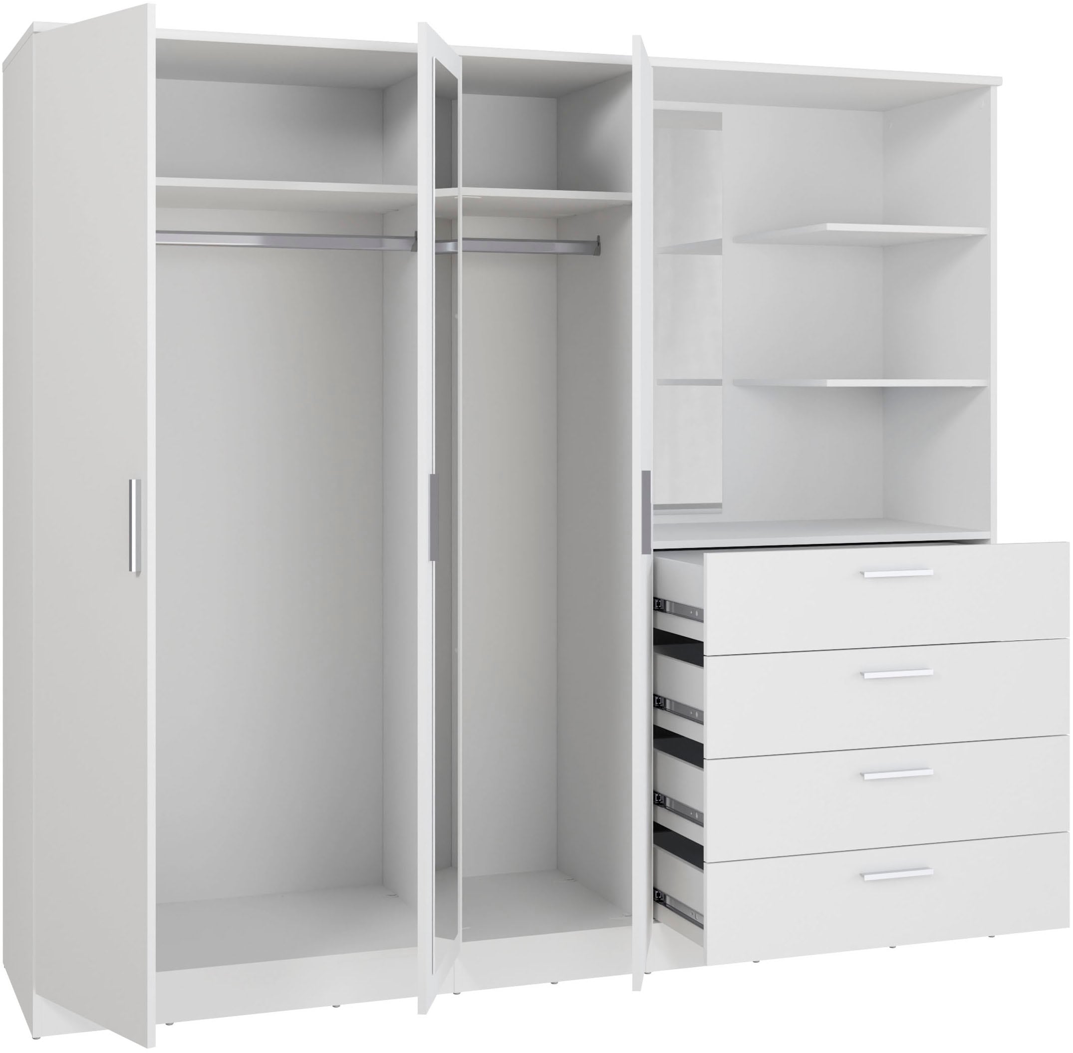 FORTE Kleiderschrank »Drehtürenschrank, Spiegel, Schubladen, viel Stauraum« B/H/T 199/181/52,7, Spiegeltüre, Stauraum, FSC