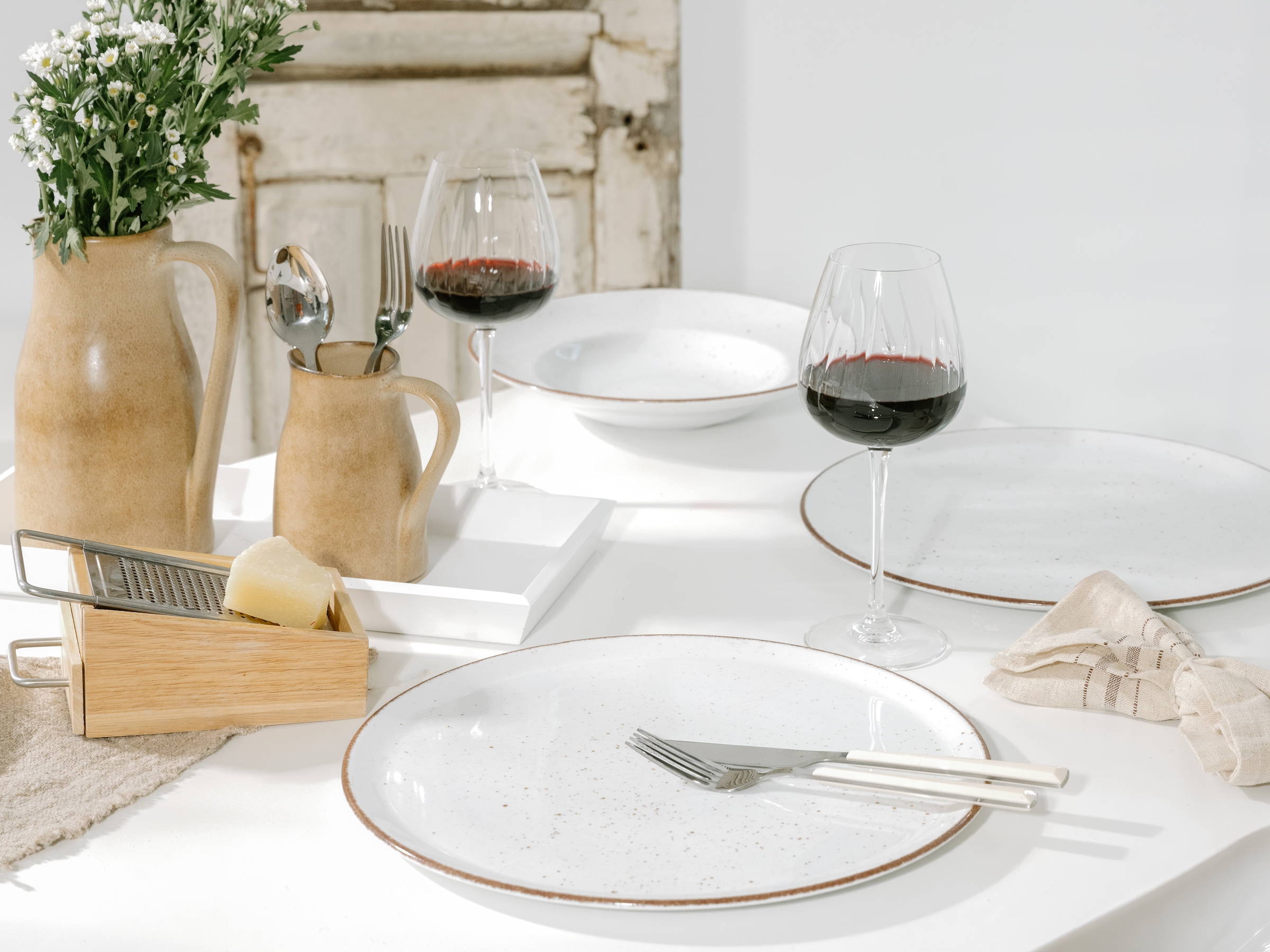 CreaTable Pizzateller »Vintage Nature, Teller Set, 4-tlg.« Naturverbundenes Design, Vielseitig einsetzbar