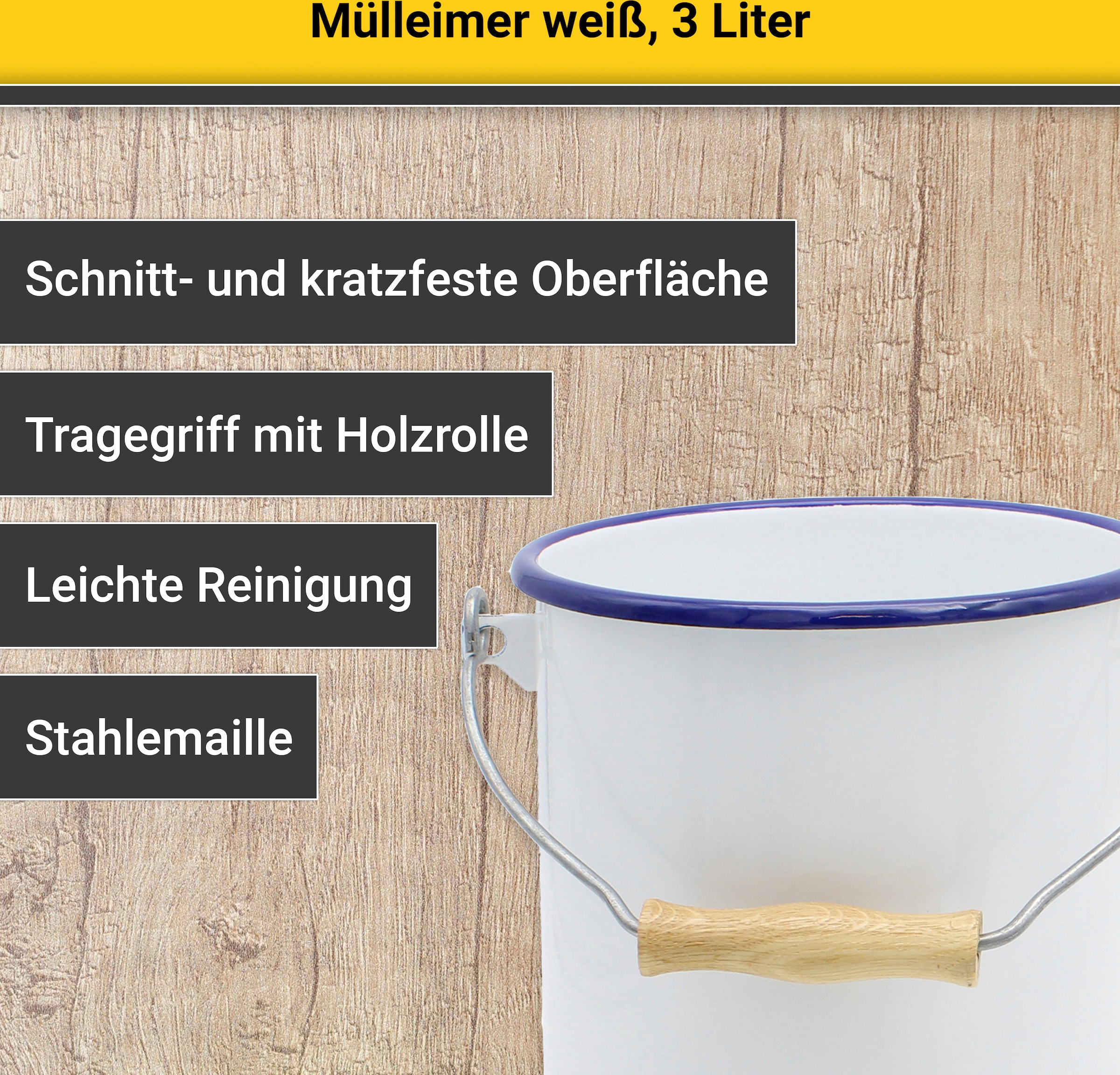 Krüger Mülleimer »Husum«, 1 Behälter, Emaille, 3 Liter, Made in Europe  online kaufen, mit 3 Jahren XXL Garantie
