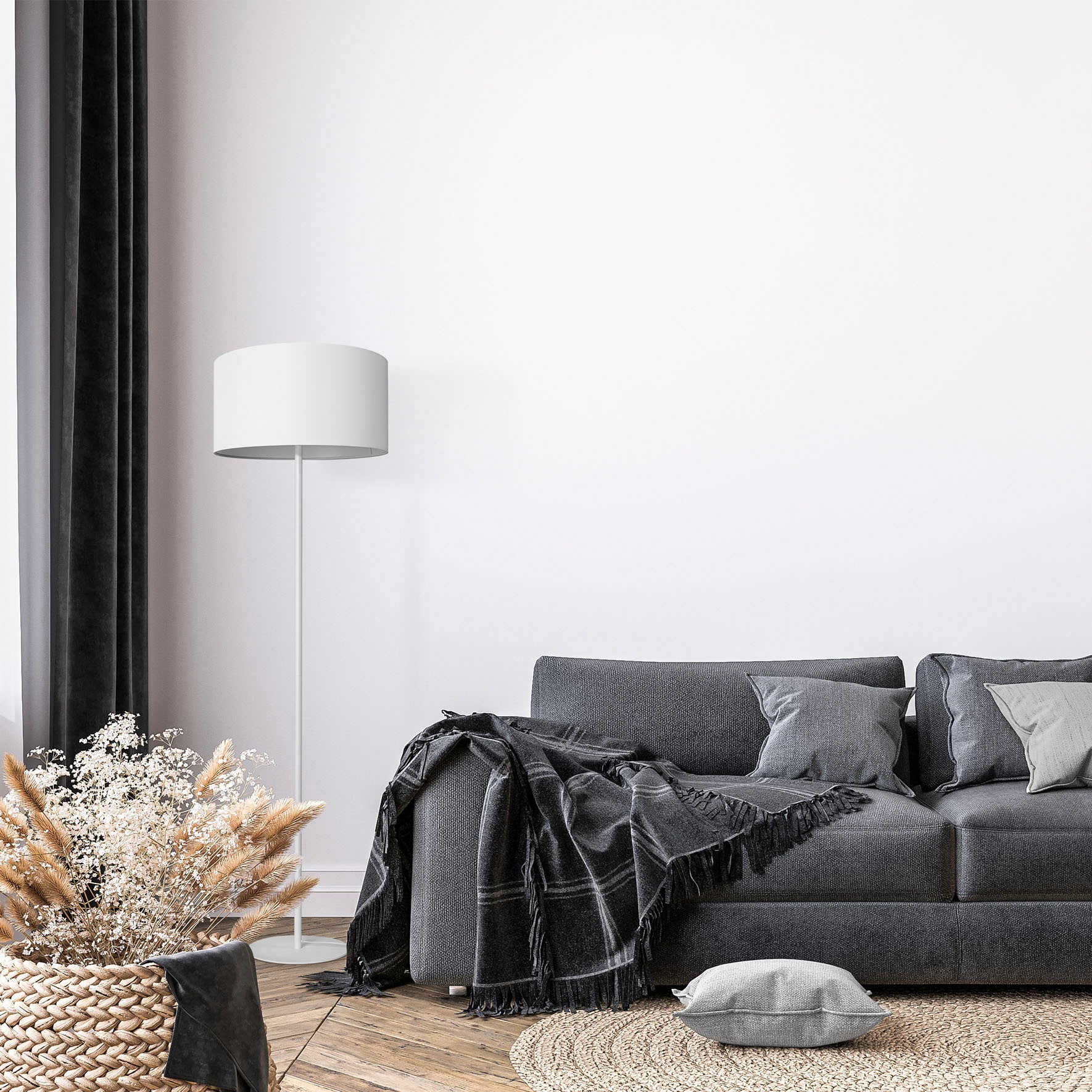 Paco Home Stehlampe »Uni Color«, 1 flammig, Leuchtmittel E27 | ohne Leuchtmittel, LED Modern Wohnzimmer Schlafzimmer, Einbeinig, Deko Stehleuchte E27