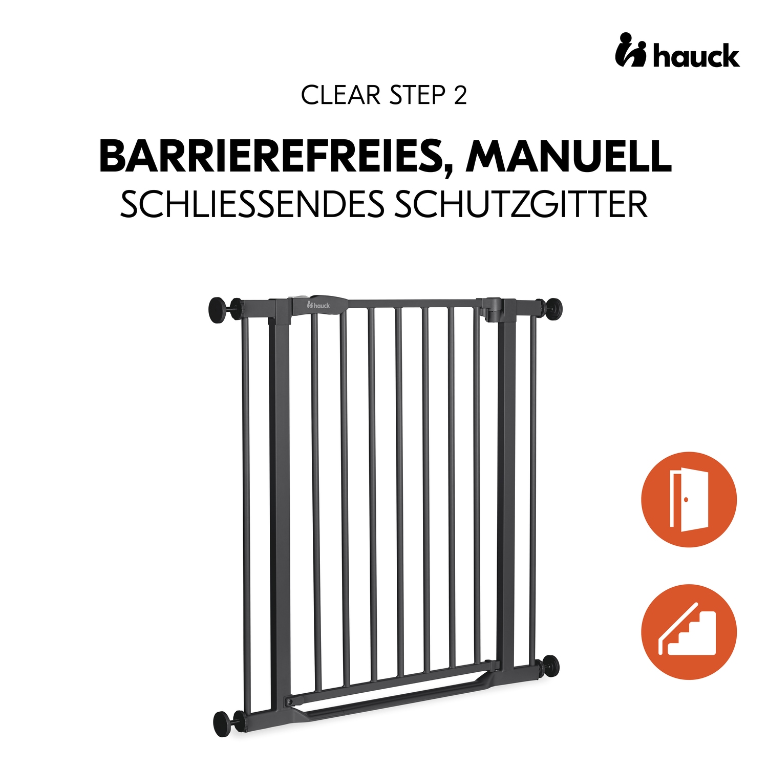 Hauck Türschutzgitter »Clear Step 2, Black«, auch als Treppenschutzgitter verwendbar; 75-80 cm, flacher Durchgang
