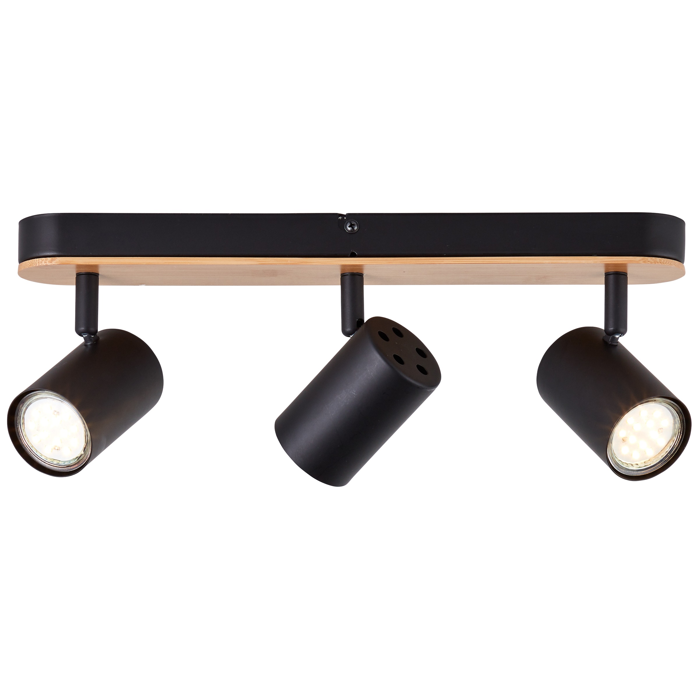 Brilliant Deckenstrahler »Niels«, 3 flammig, Leuchtmittel GU10 | ohne Leuchtmittel, Breite 41 cm, GU10, Metall/Bambus, schwarz matt/natur