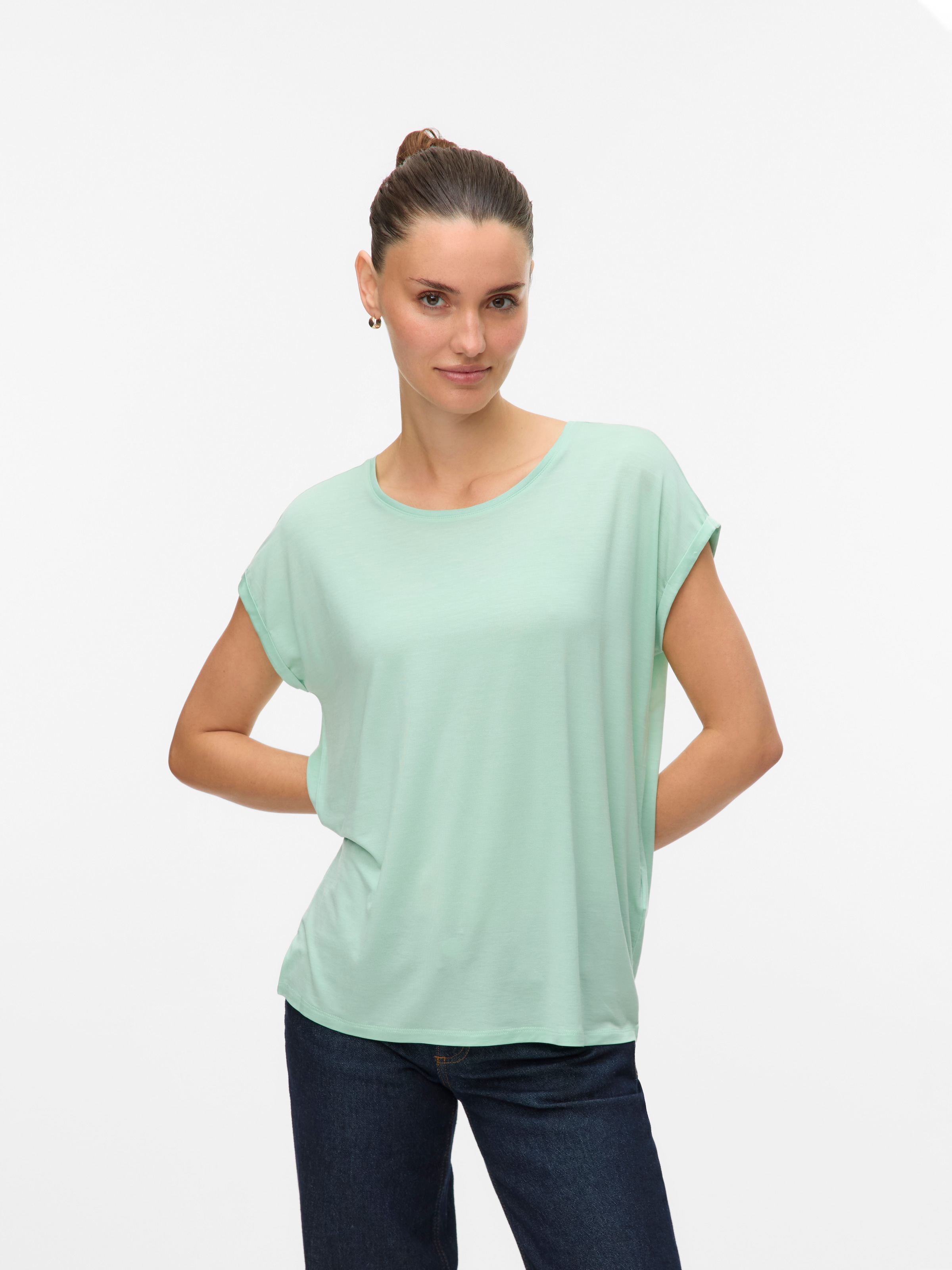 Vero Moda Rundhalsshirt »VMAVA PLAIN SS TOP GAJRS NOOS«