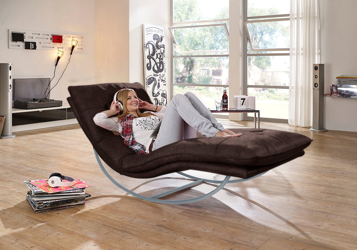 W.SCHILLIG Relaxliege »daily dreams«, in Waffelkissen-Optik, Schaukelgestell silber matt, in 2 Breiten