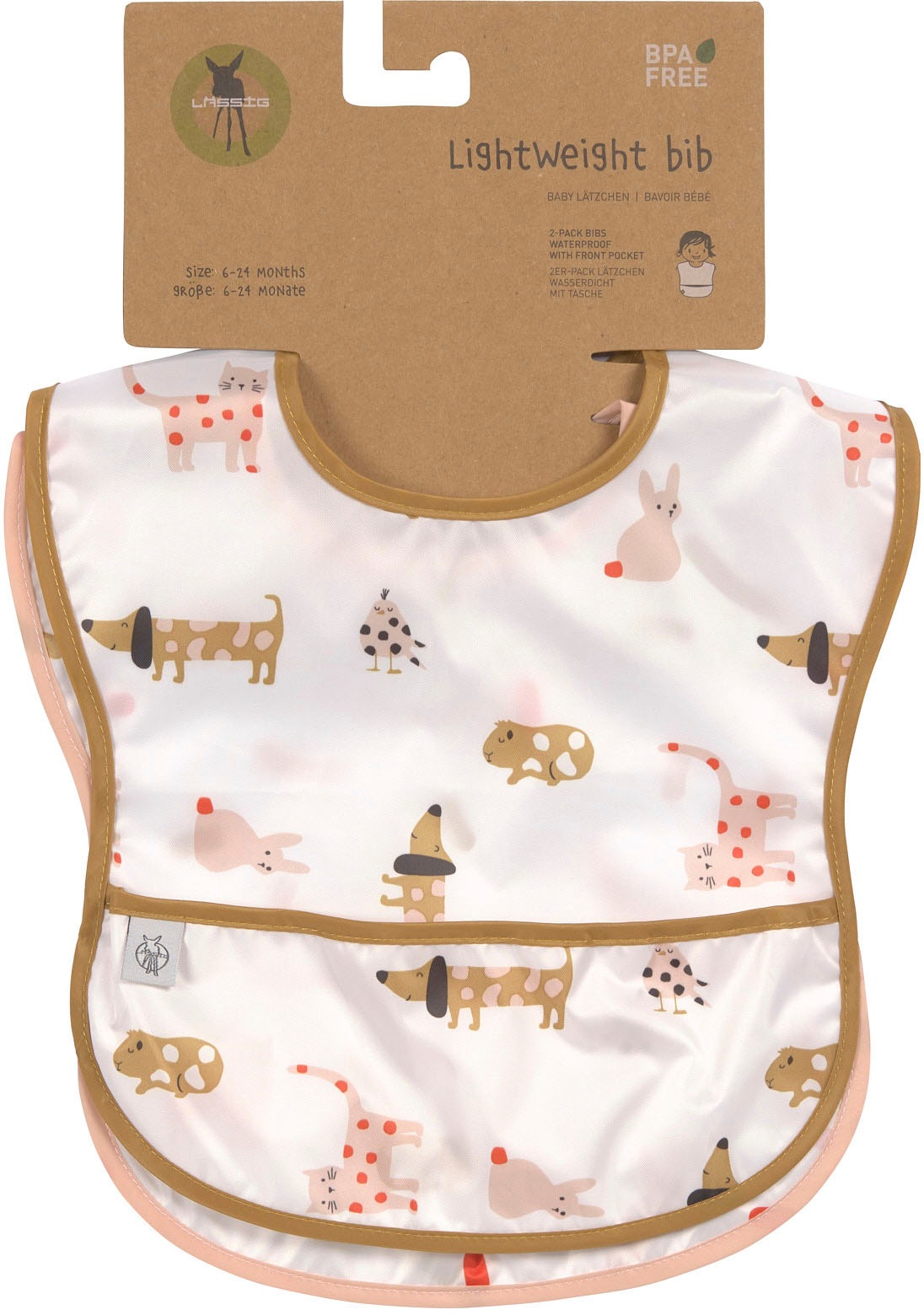 LÄSSIG Lätzchen »Little Mateys, spicy orange«, (Set, 2 St.), mit integriertem Auffangschutz