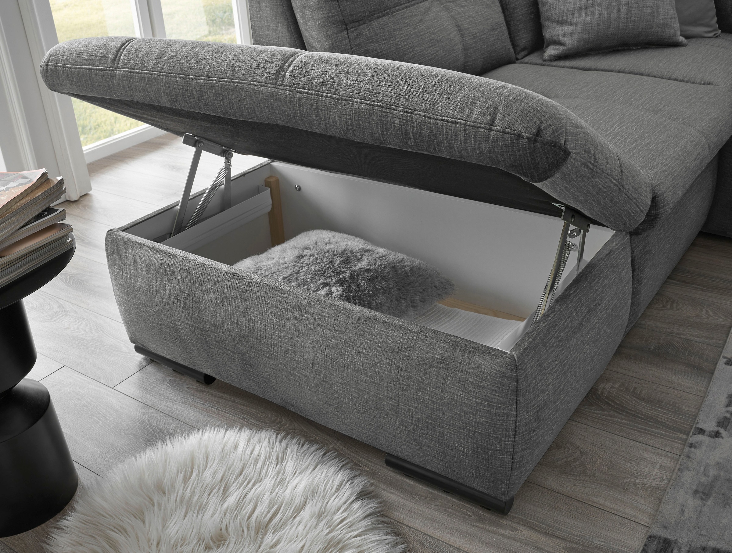 ED EXCITING DESIGN Wohnlandschaft »Alija U-Form«, mit Bettfunktion, Bettkasten, Armteilverstellung & Kopfstützen