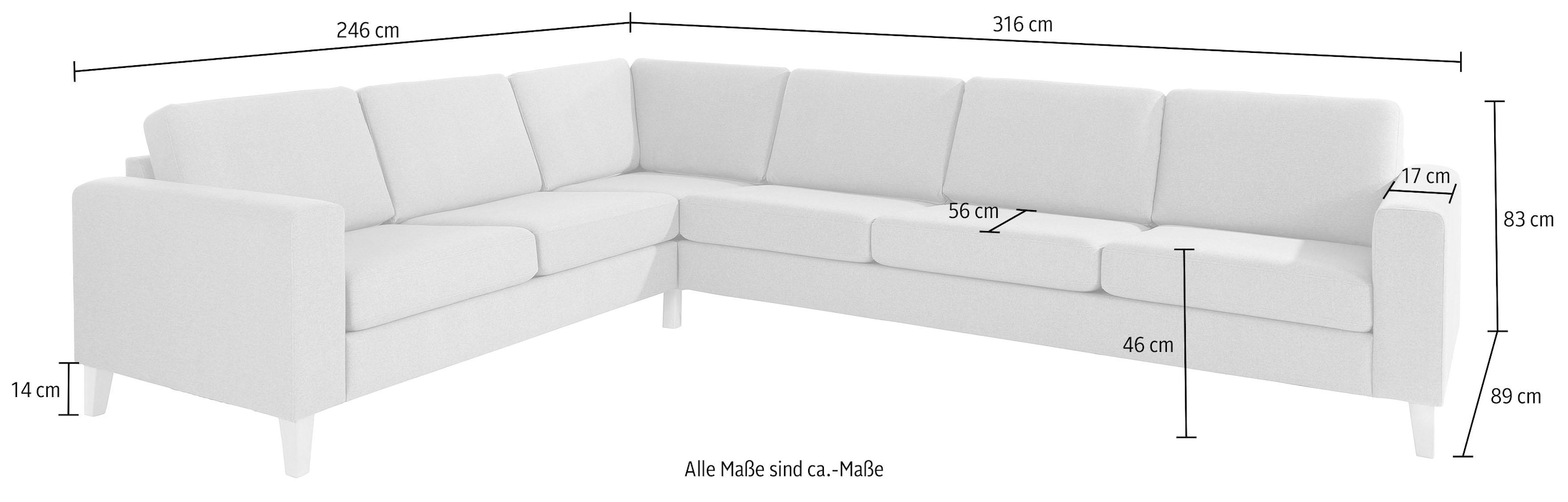 mit Wellenunterfederung, oder collection Schenkel montierbar rechts Ecksofa Raten home ATLANTIC auf langer »Terra«, links bestellen