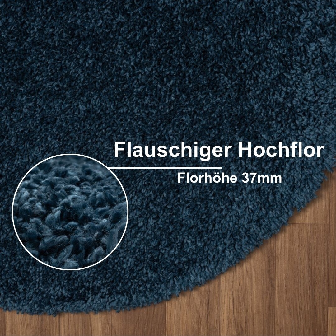 Myflair Möbel & Accessoires Teppich »My Shaggy«, rund, Shaggy, Uni Farben, leicht glänzend, Microfaser, extra flauschig