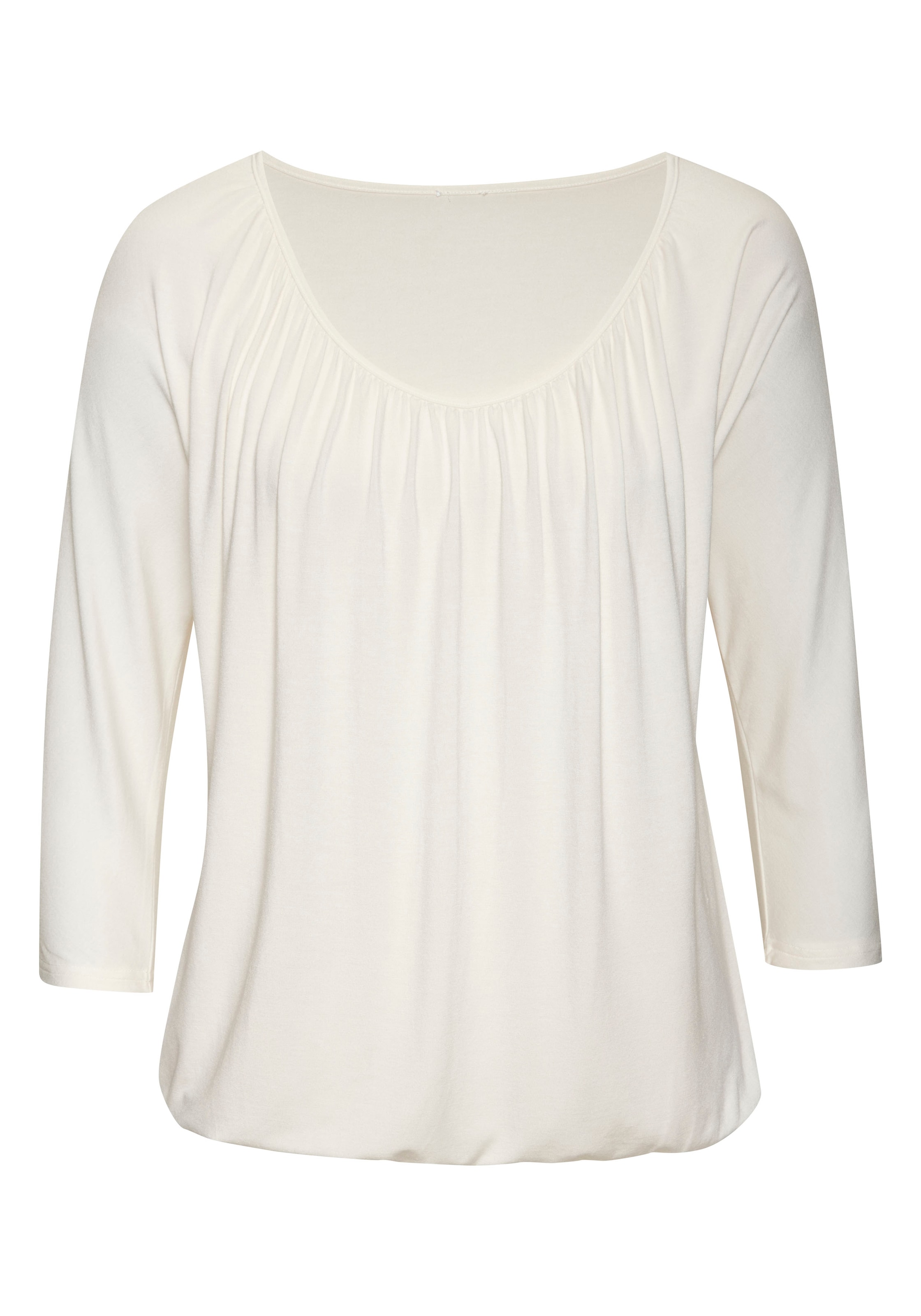 LASCANA 3/4-Arm-Shirt »mit zarter Raffung am Ausschnitt«, aus weichem Viskose-Stretch