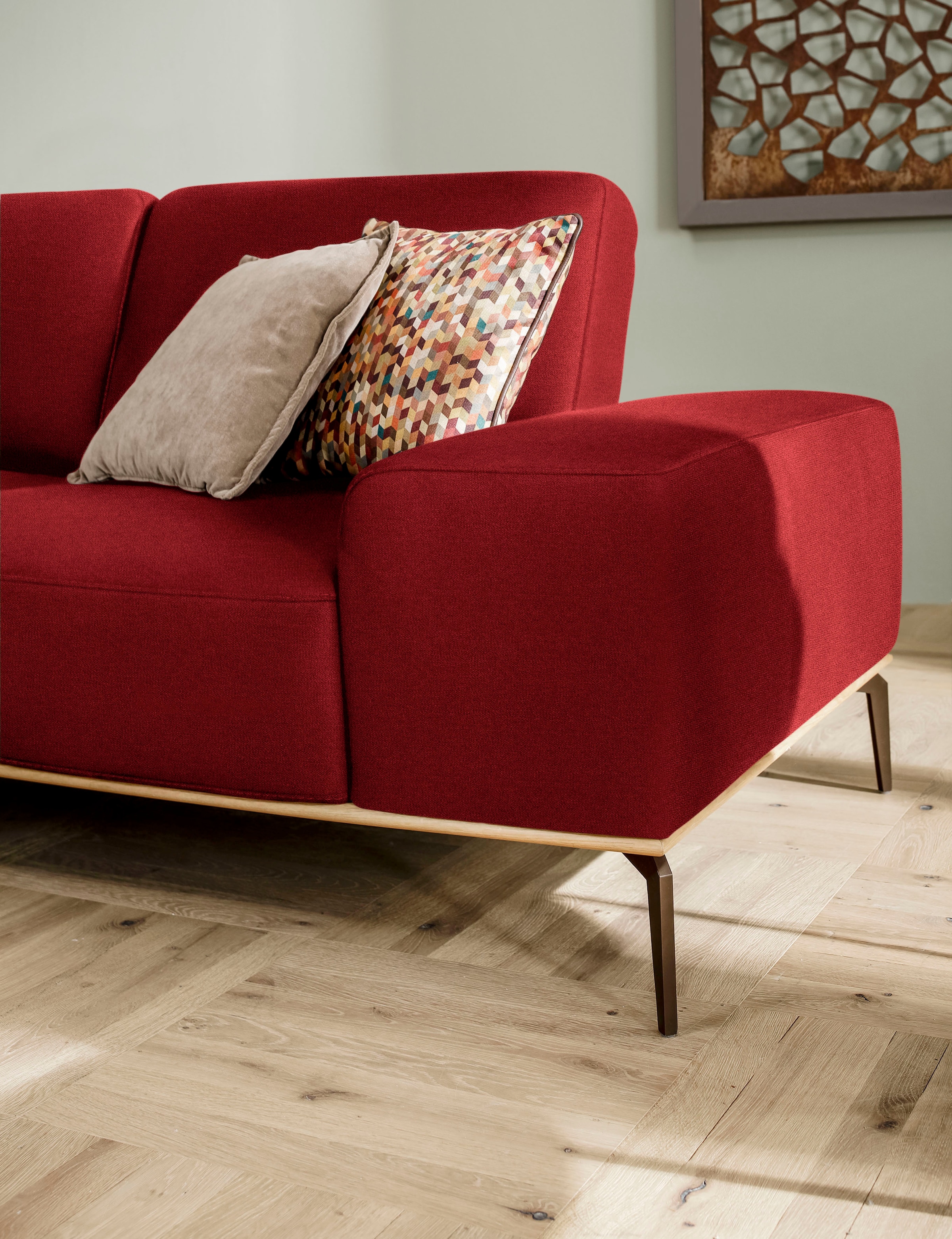 W.SCHILLIG Ecksofa »run, Designsofa mit tollem Sitzkomfort, L-Form«, mit Holzsockel, Füße in Bronze pulverbeschichtet, Breite 299 cm