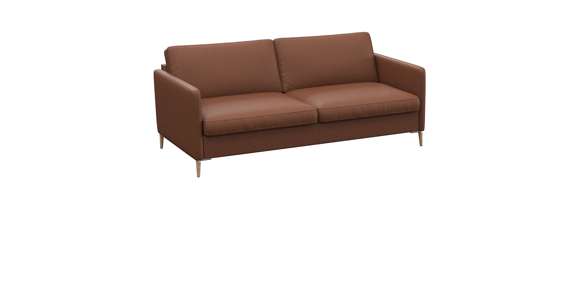 FLEXLUX 2-Sitzer »Fiore Designsofa, bequem und komfortabel durch hochwertigen Sitzaufbau«, breite Armlehnen, Kaltschaum, Füße Alu+ Eiche
