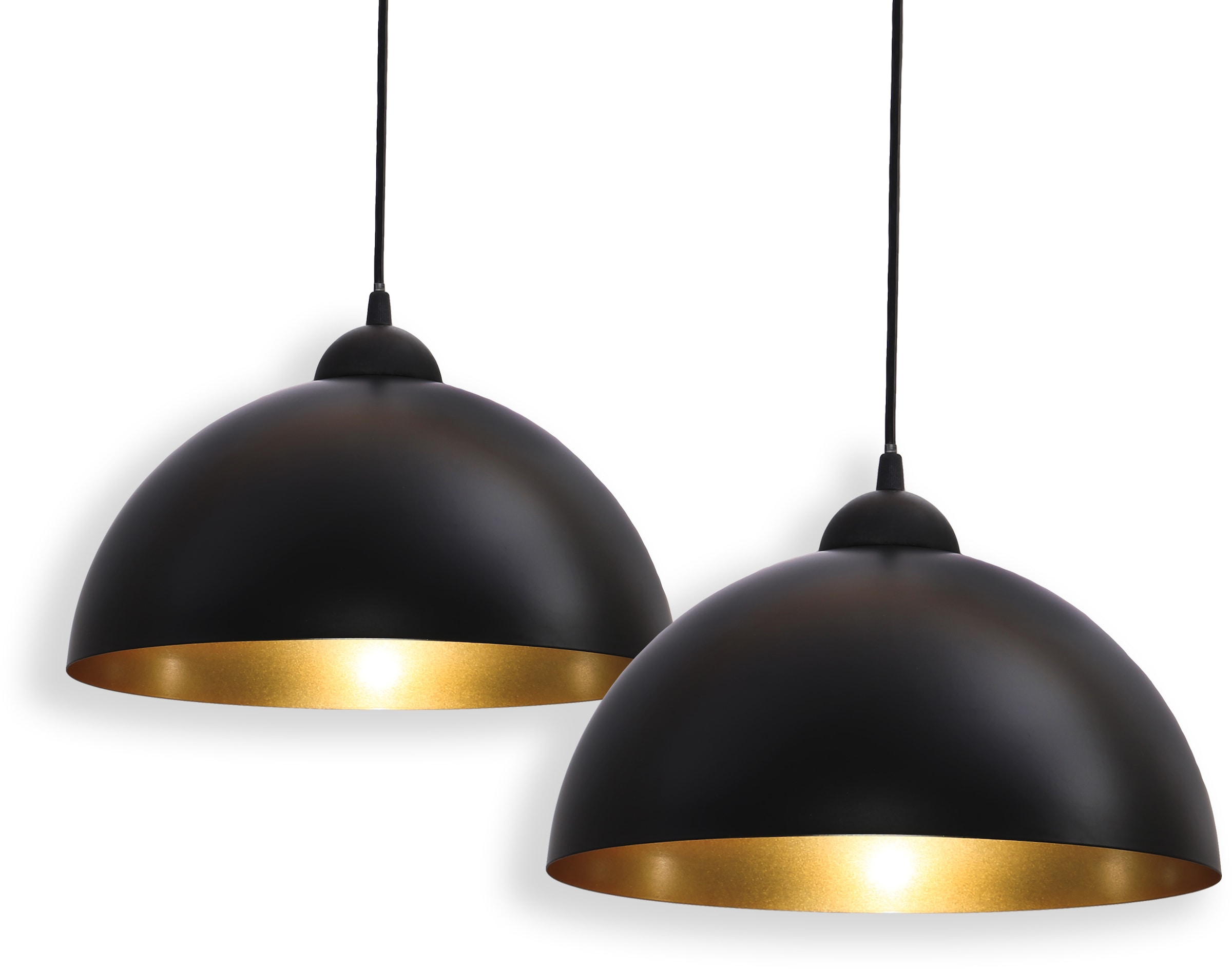 B.K.Licht Pendelleuchte »Auriga«, 2 flammig, Leuchtmittel E27 | ohne Leuchtmittel, LED Design Hängelampe schwarz-gold Hänge-Leuchte Küche Deckenlampe E27