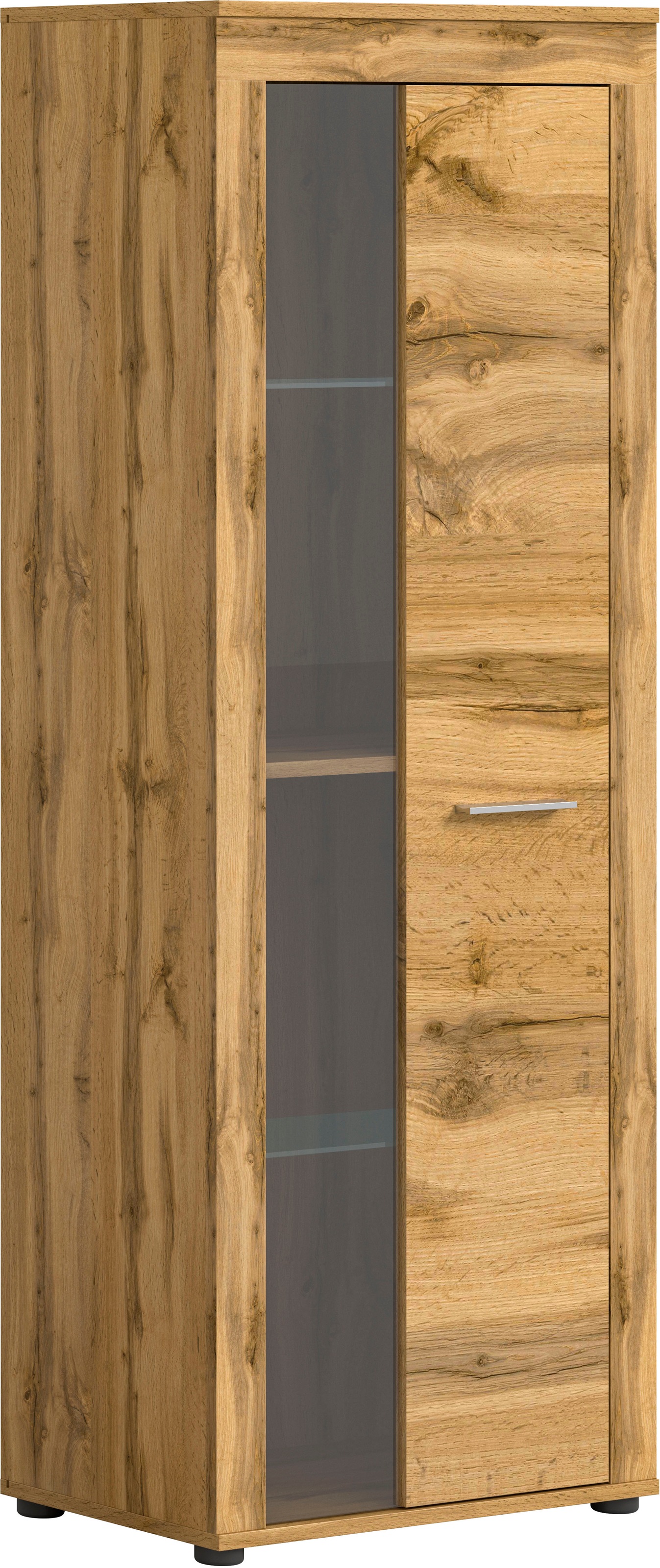 INOSIGN Vitrine »Aosta, Höhe 159 cm, in verschiedenen Farbausführungen«, 1 Tür, 3 Einlegeböden, 4 Fächer, Wohnzimmer, Standvitrine, Glasvitrine