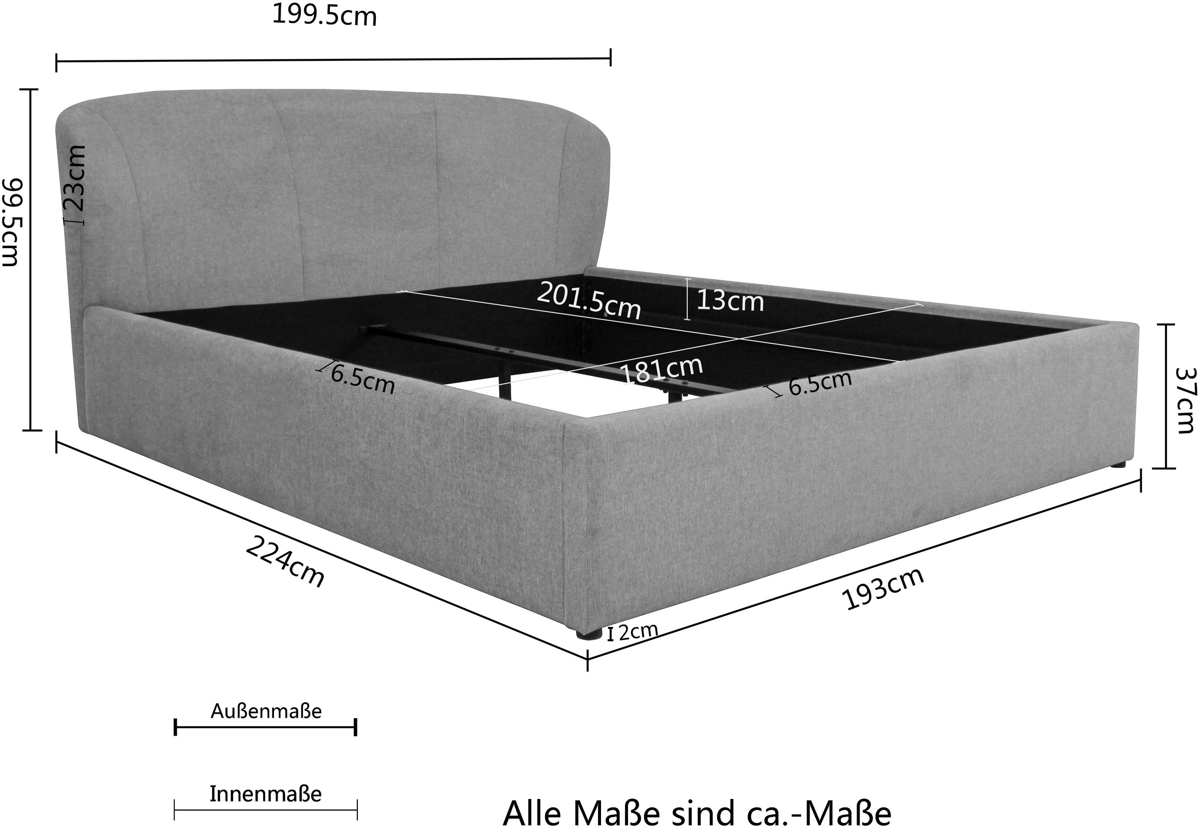 andas Polsterbett »Knuddelzone«, in zeitlosen Trendfarben und zwei Breiten erhältlich