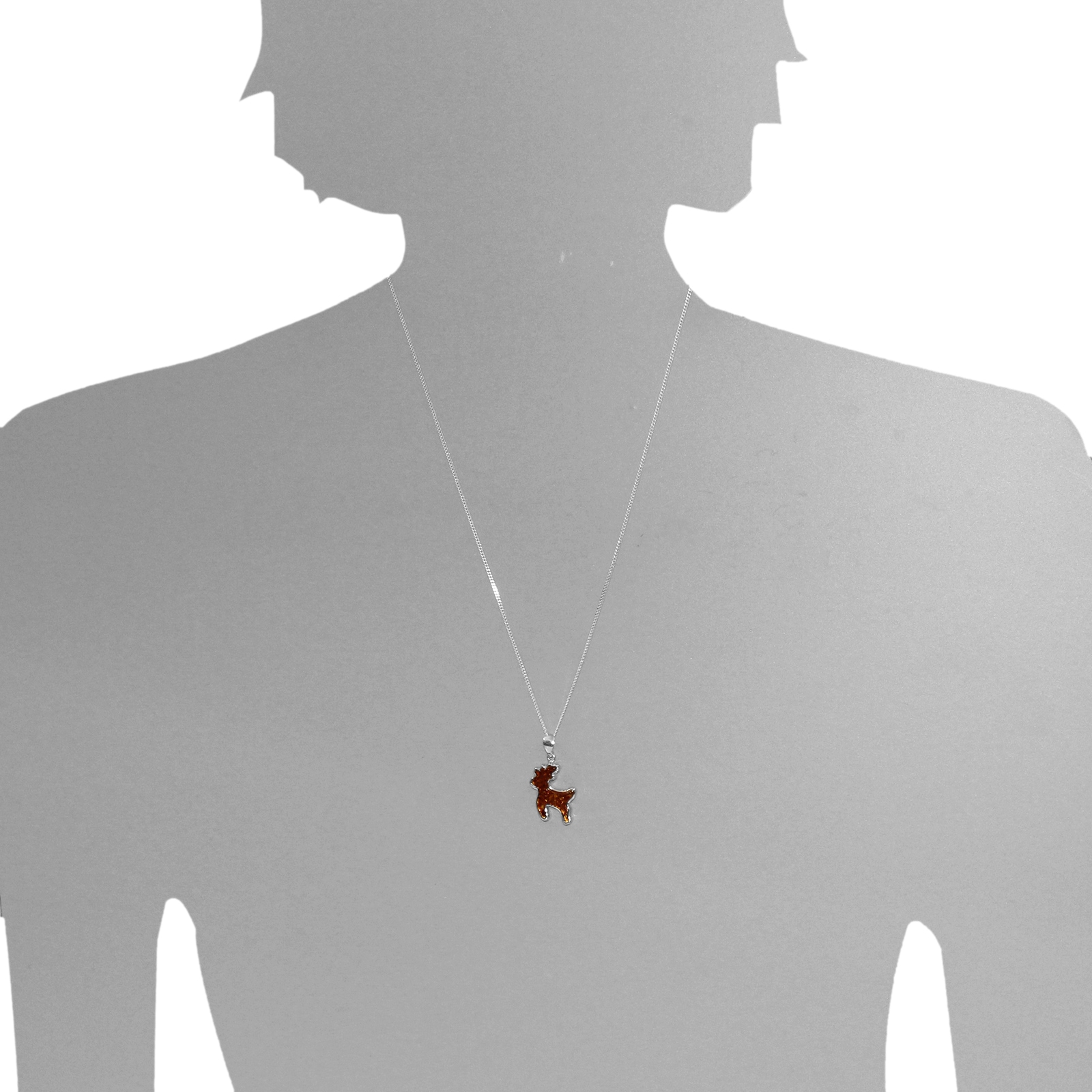 OSTSEE-SCHMUCK Kettenanhänger »- Hirsch - Silber 925/000 - Bernstein«