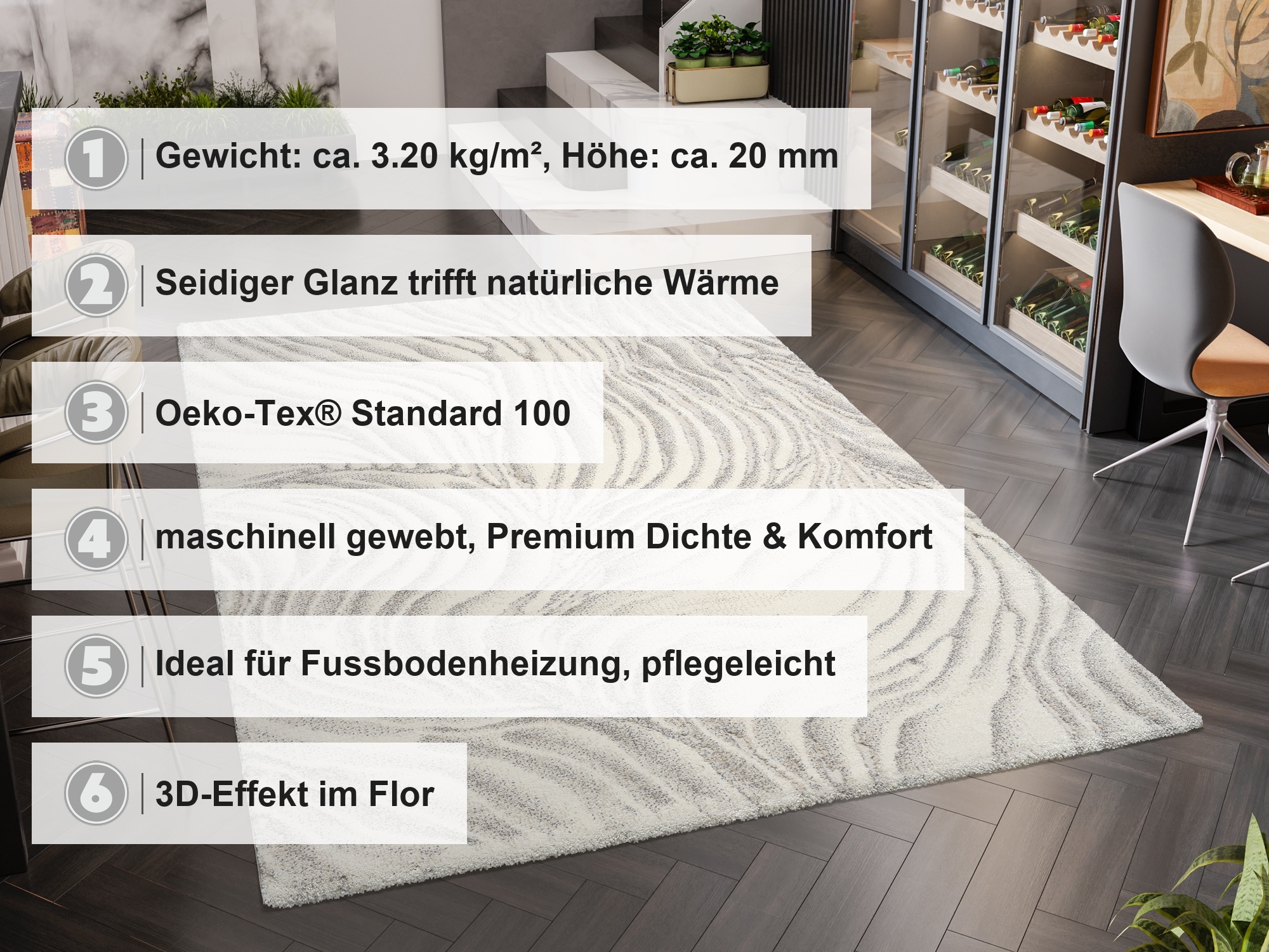OCI DIE TEPPICHMARKE Teppich »LIV CORAL , auch als Läufer und in Rund« rechteckig 20 mm Höhe Design Teppich, auch in quadratischer Form, alle Räume