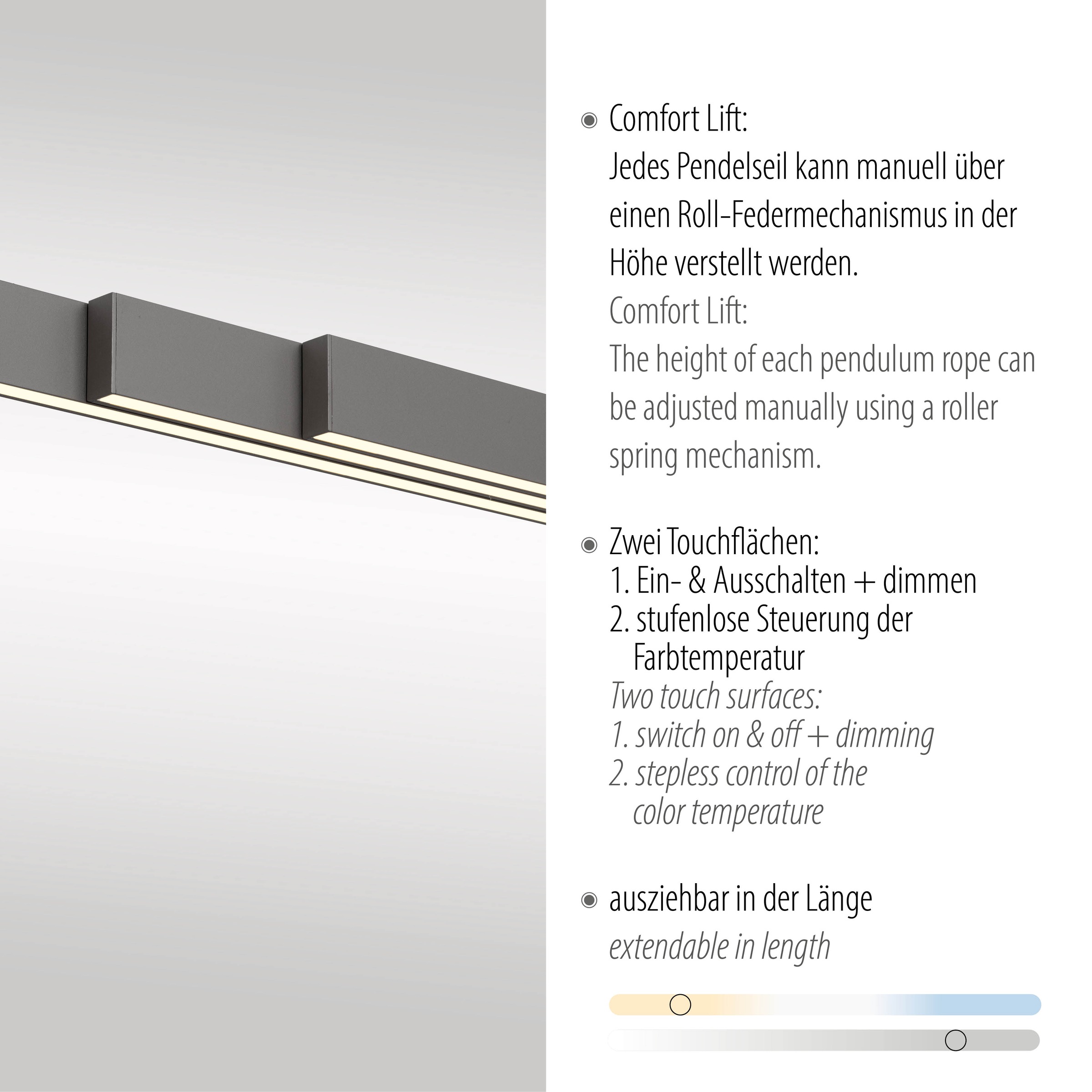 Paul Neuhaus LED Pendelleuchte »ADRIANA Comfort Lift« LED-Board 1 Stk. warmweiß - kaltweiß Touchdimmer, CCT 2700-5000K, Comfort-Lift, Memory, Verstellbar