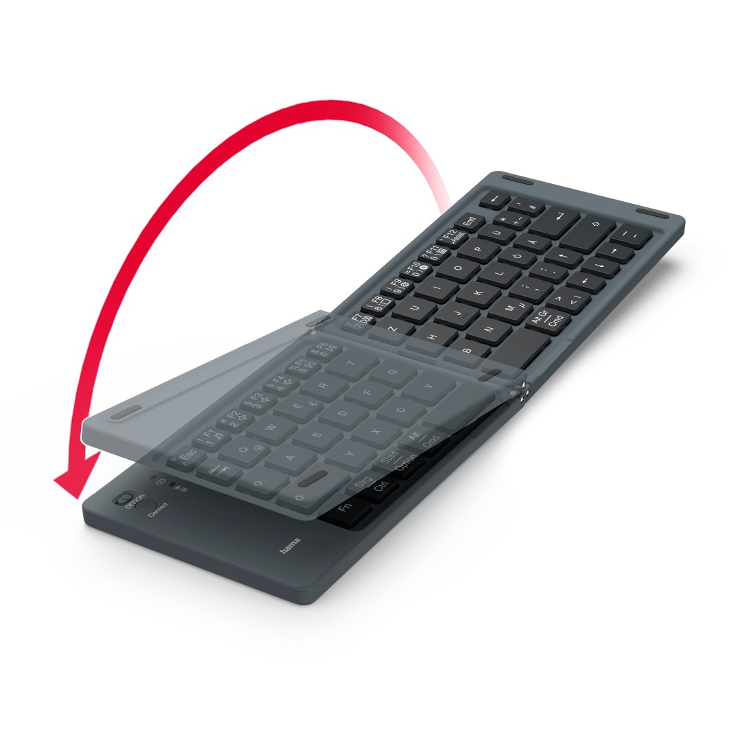 Hama Ultra-Slim-Bluetooth-Tastatur »Faltbare Tastatur (Mini-Tastatur Bluetooth, Wireless, für Tablet/iPad)« (Multimedia-Tasten) kompakt, universell einsetzbar, robust