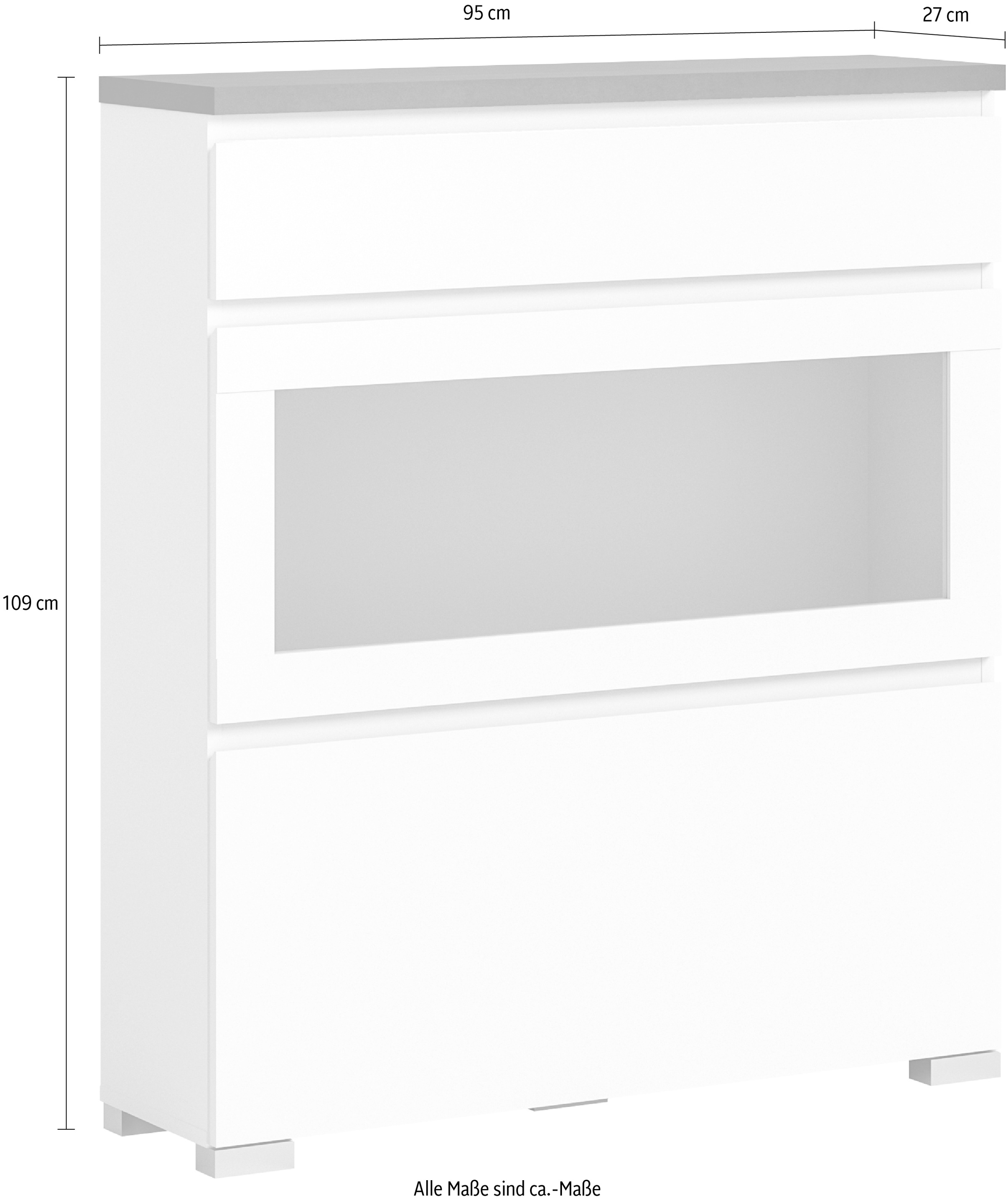 INOSIGN Schuhschrank »Skoskap, Tiefe 27cm, 2 Klappen, 1 Schubkasten, Platz für 8 Schuhpaare«, Schuhkipper, Schuhkommode, Schuhregal, Kommode, Anrichte