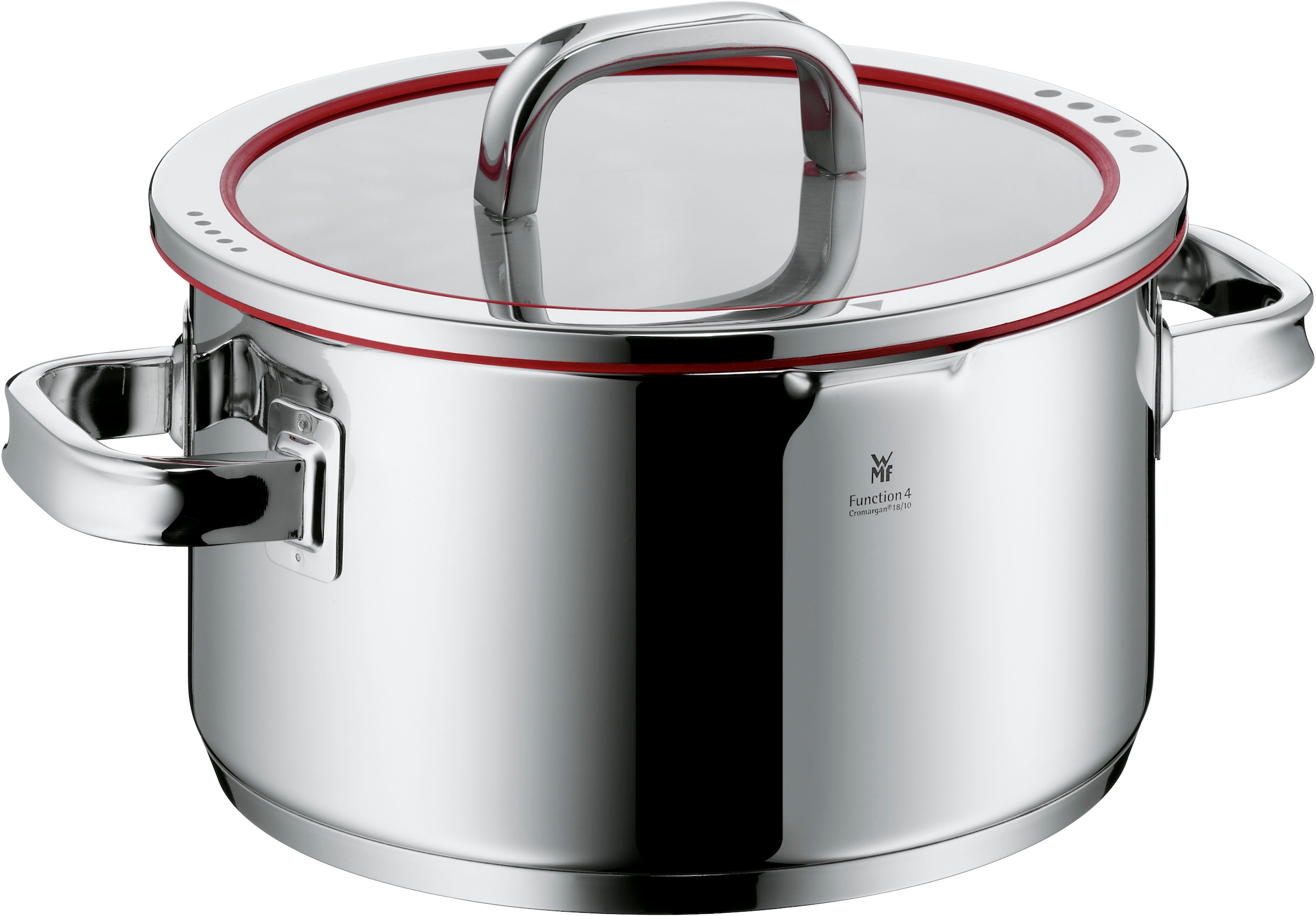WMF Fleischtopf »Function 4«, Cromargan® Edelstahl Rostfrei 18/10, (2 tlg.), wärmereduzierende Griffe, mit 4 Abgießfunktionen, Innenskalierung