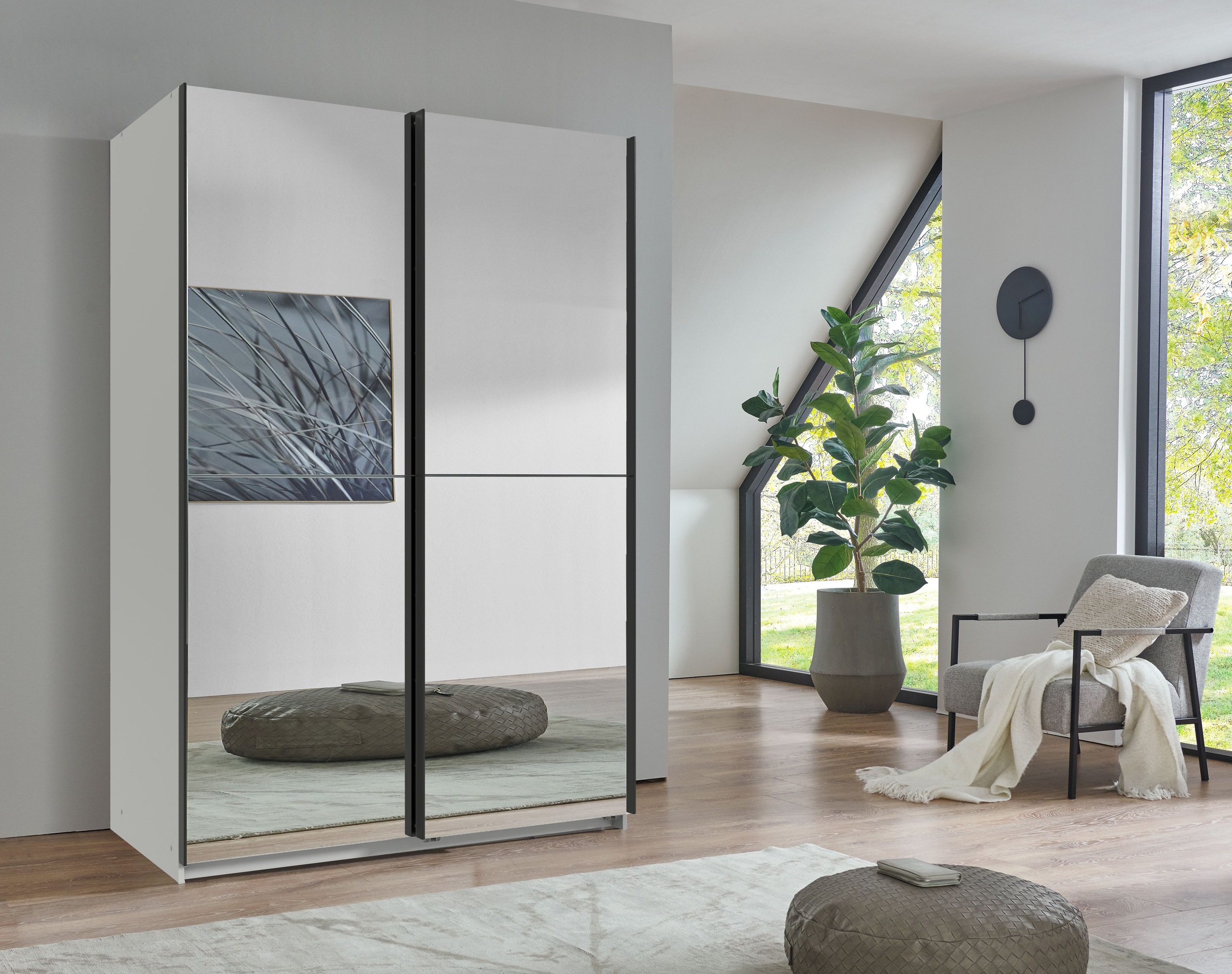 Wimex Kleiderschrank »Mugano, B/T/H 135 oder 180/65/198cm, Made in Germany«, (wähle Deine Ausstattung: Basic oder Premium!), 2 Schwebetüren mit oder ohne Spiegel, Metallgriffe