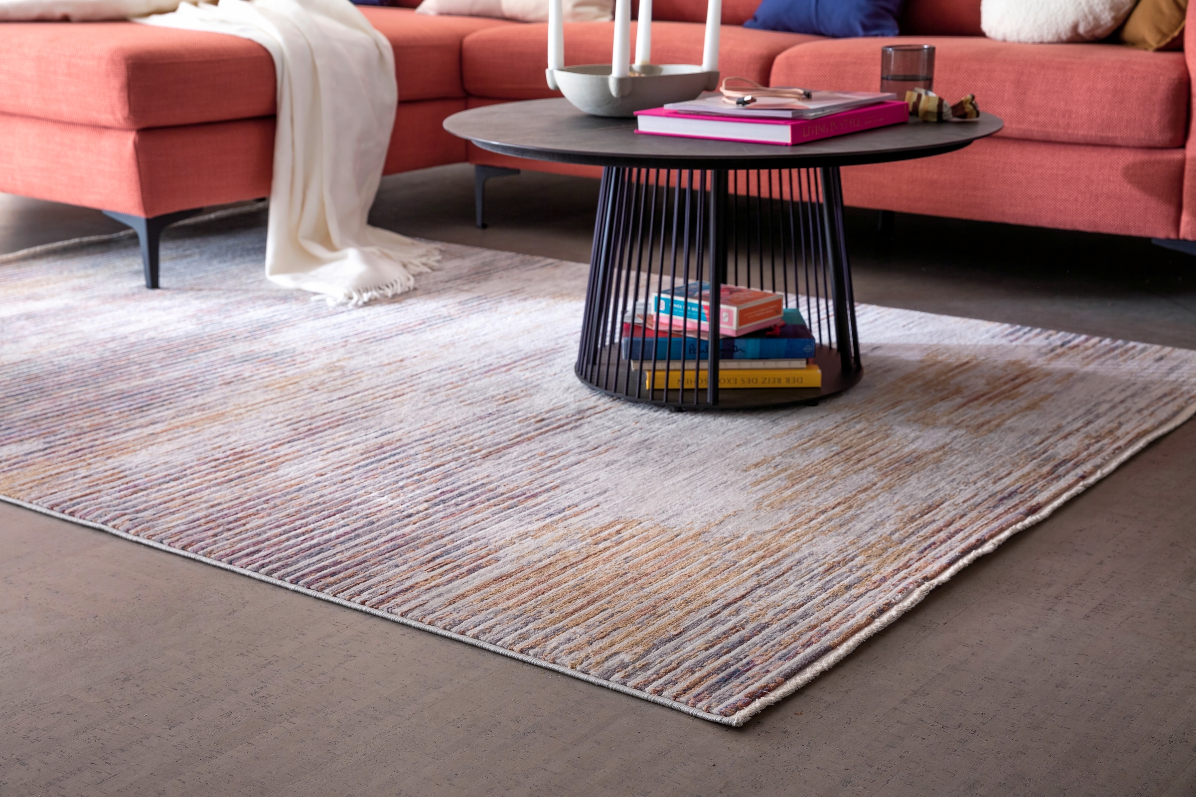 SCHÖNER WOHNEN-Kollektion Teppich »Charme 241«, rechteckig, 6 mm Höhe, leichter Kurzflor, Fransen, Wohnzimmer, Schöner Wohnen Kollektion
