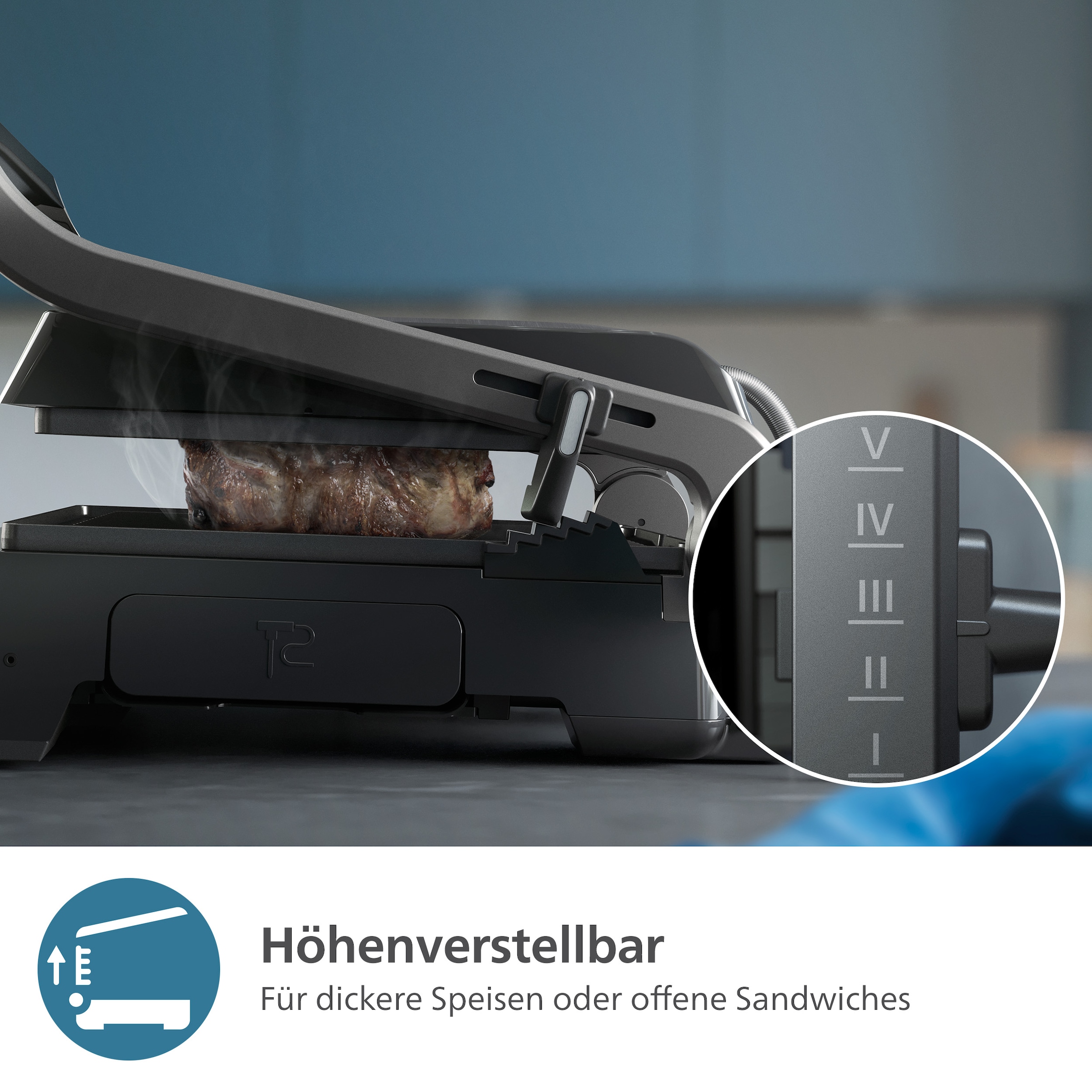 Philips Kontaktgrill »7000 Series HD6307/70 mit digitaler Temperatureinstellung«, 2200 W, 8 voreingestellten Funktionen, und verstellbaren, abnehmbaren Platten