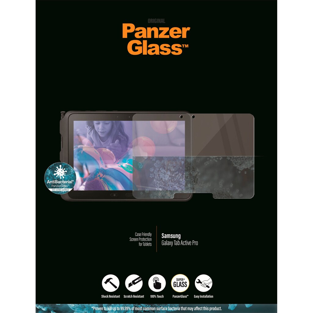 PanzerGlass Displayschutzglas »Samsung Galaxy Tab Active Pro (CaseFriendly, Antibakteriel)«, (1 St.)