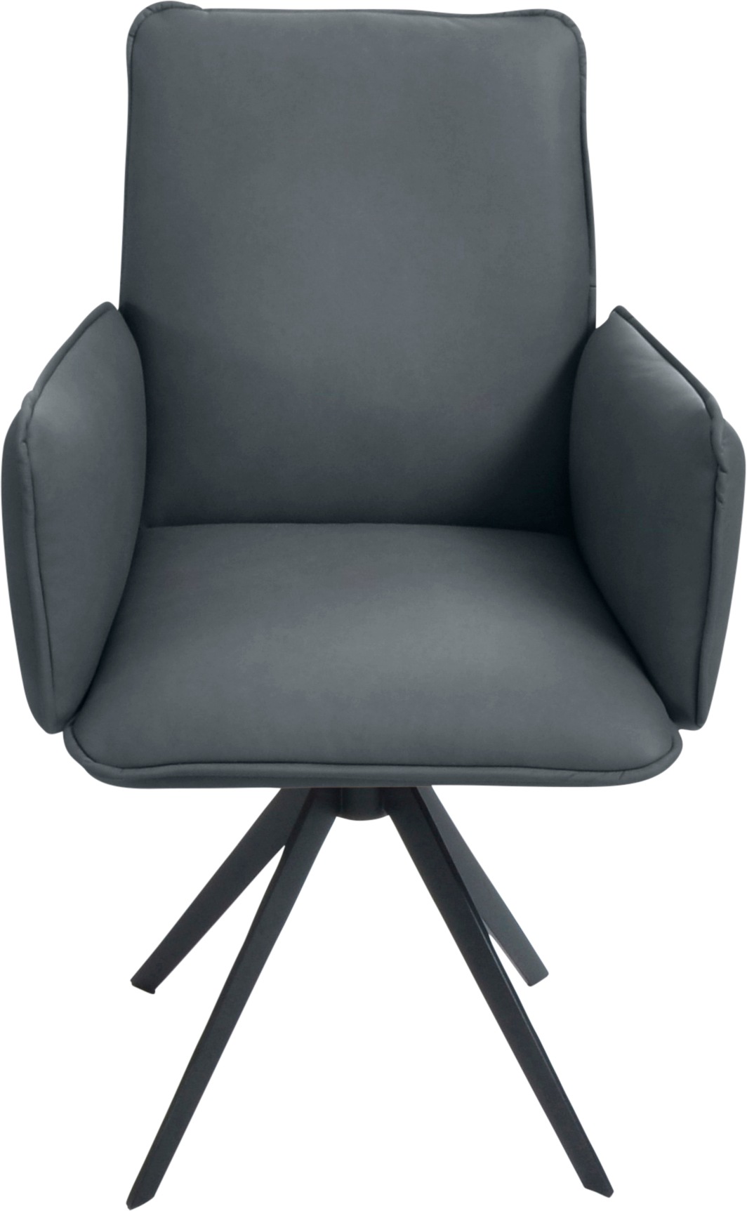 K+W Komfort & Wohnen Drehstuhl, Leder, Blitzdrehkreuz und Rückholfunktion, dekorativer 12mm Biese