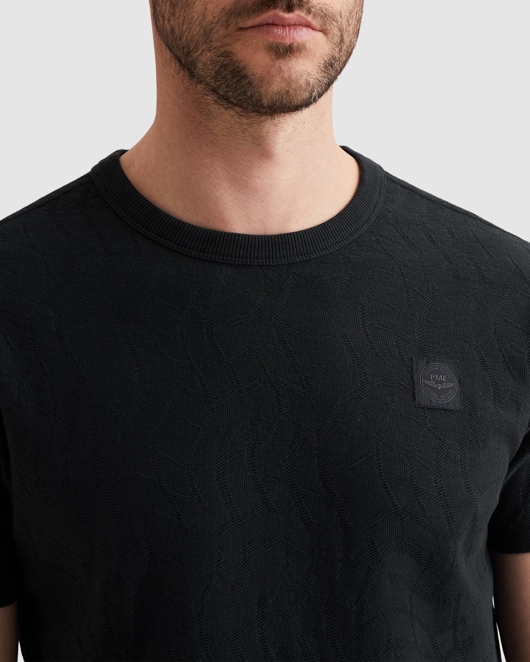 PME LEGEND T-Shirt »Short sleeve r-neck jacquard jersey« mit Logo Stickerei