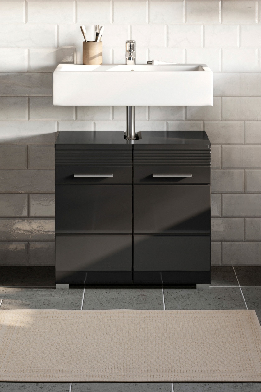 INOSIGN Waschbeckenunterschrank »Malmö, Breite 60 cm, 2 Tür, 2 Fächer, mit Siphonausschnitt, MDF-Front«, in verschiedenen Farben erhältlich, Badmöbel, Badschrank, Kommode, Bad