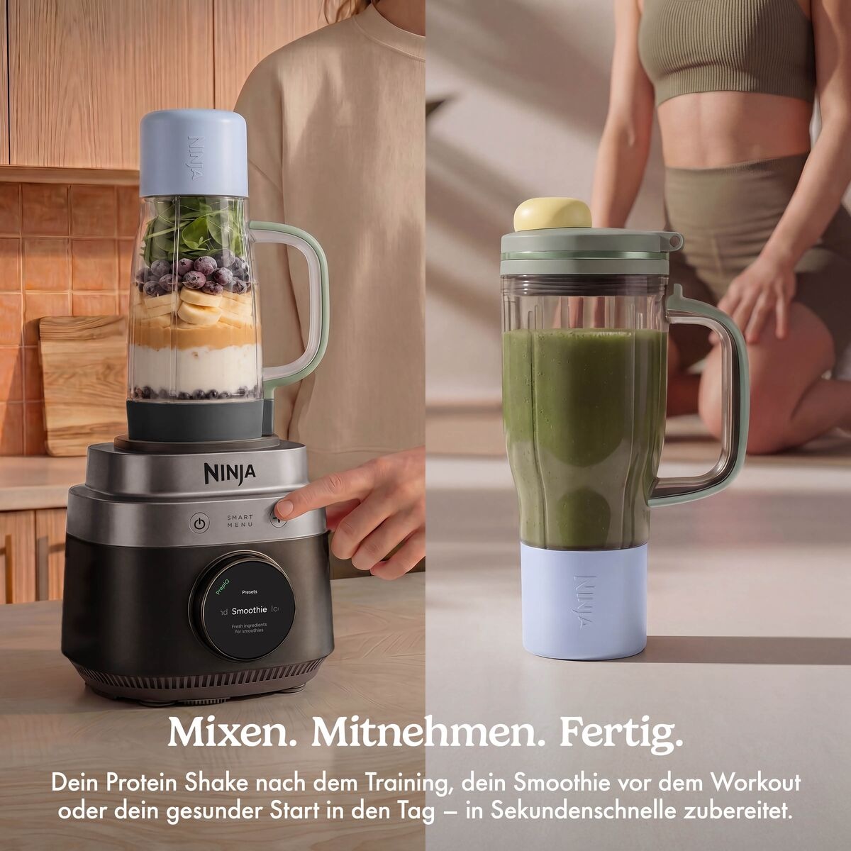 NINJA Standmixer »LB401EUBK Ninja CrushBOSS 3-in-1-Küchensystem« 1200 W mit Food Processor und Becher