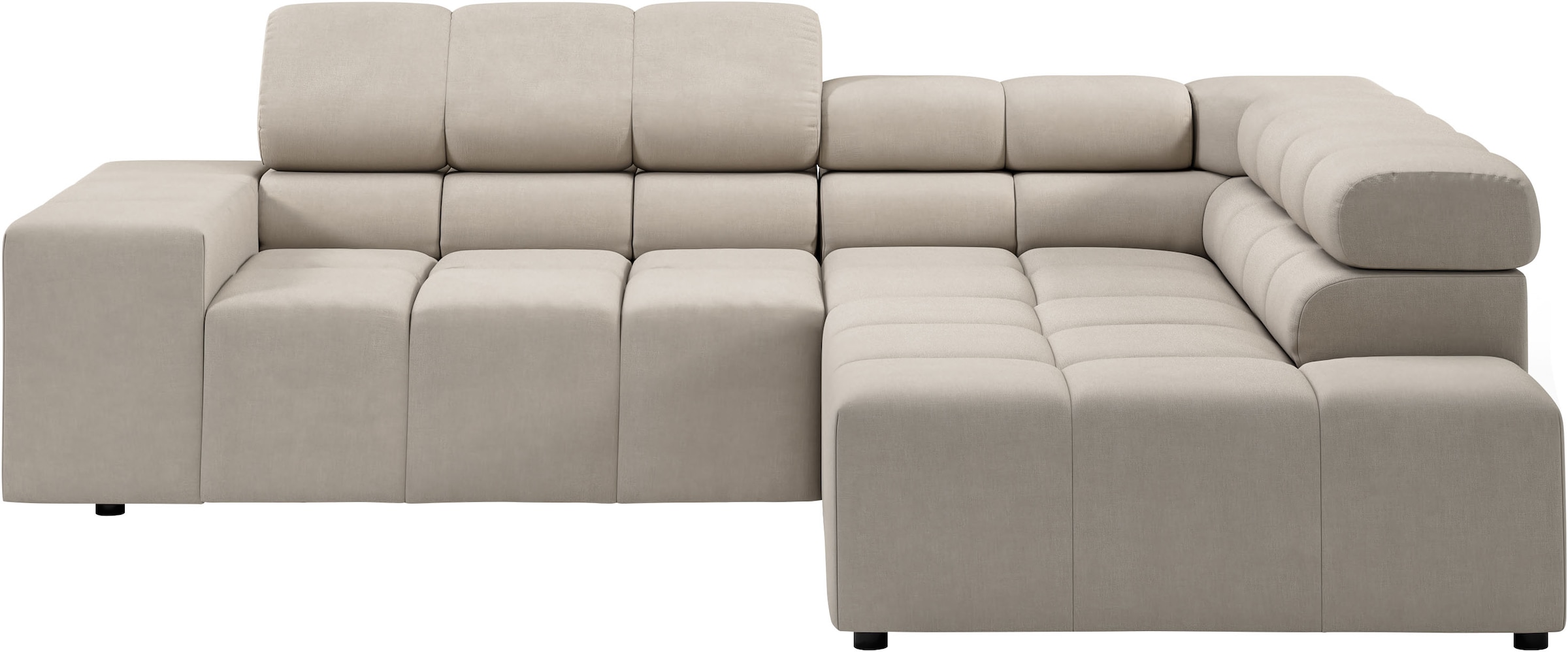 INOSIGN Ecksofa »Ancona, incl. Kopfteilverstellung + 3 Zierkissen, L-Form, bequem«, wahlweise motorische Sitztiefenverstellung, B/T(H: 249/215/70 cm