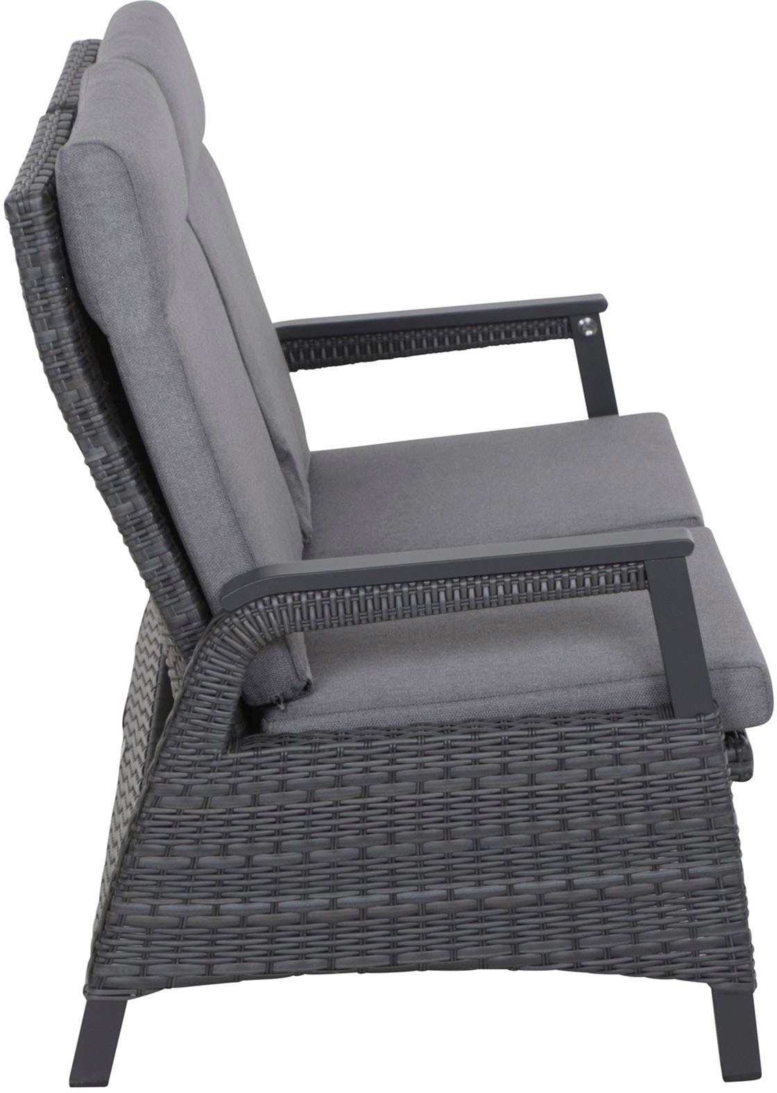 Siena Garden Gartenlounge-Set »Solea«, (Set, 8 tlg.), bestehend aus 2 Sesseln, 1 Bank, 1 Tisch und 4 Auflagen
