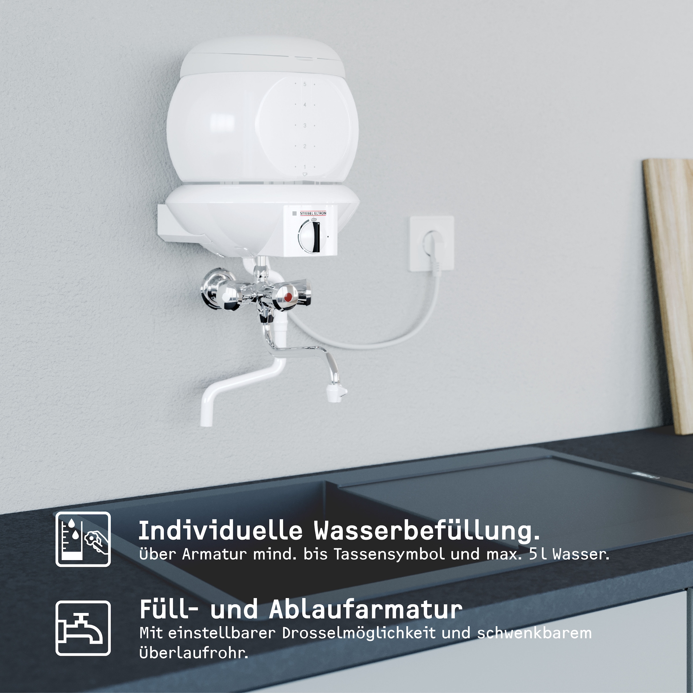 STIEBEL ELTRON Kochendwassergerät »EBK 5 GA«, 5 l, für die Küche, Glas
