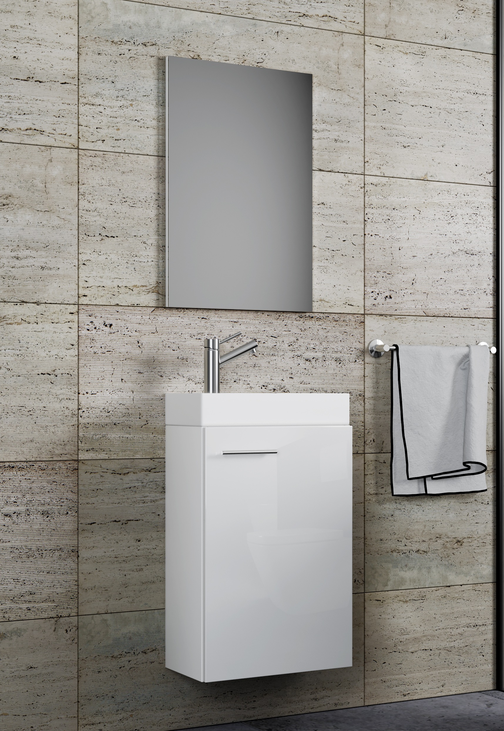 VCM Waschbeckenunterschrank »VCM 3-tlg Set | Waschplatz für Gäste WC | Gästebad | Waschtisch | Badezimmer Set - Slito SP«, (3 St.)