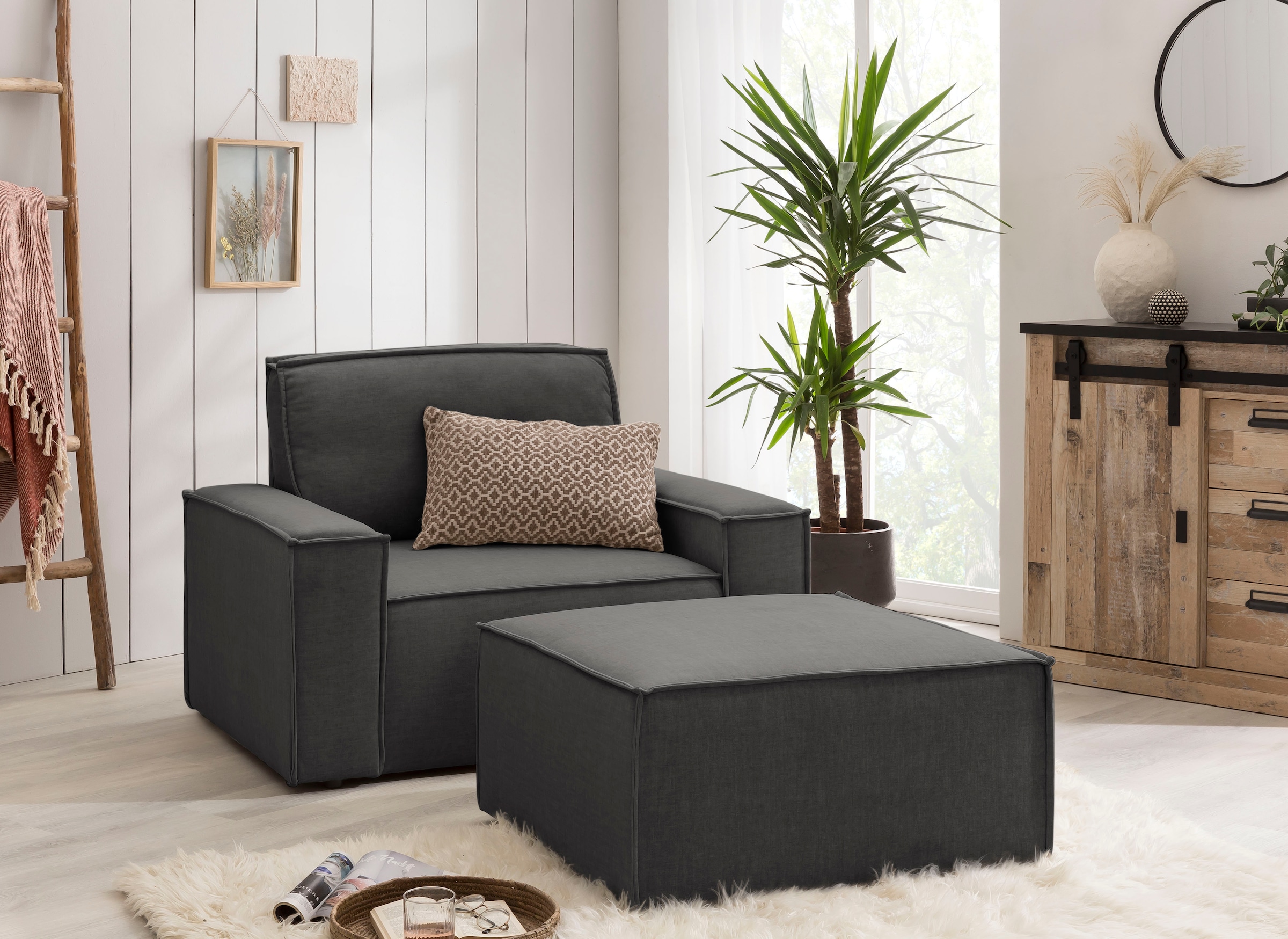 Home affaire Sessel »SHERWOOD« Loveseat und Hocker im Set, passend zur Polster-Serie SHERWOOD