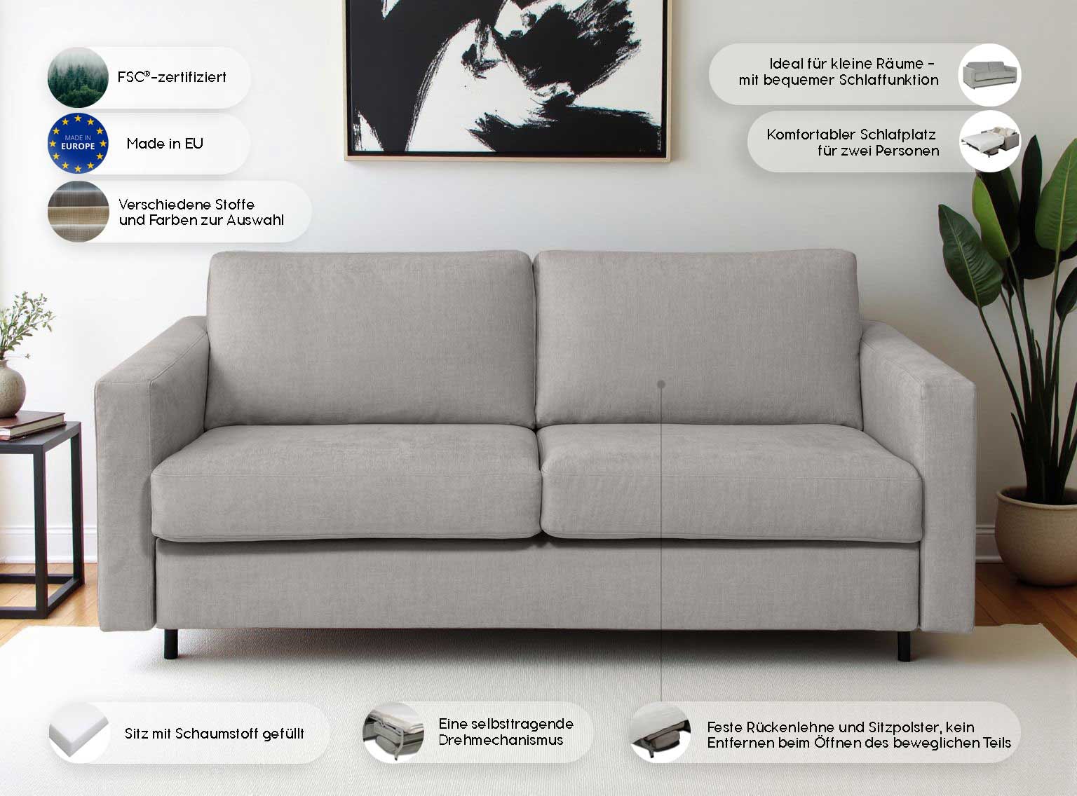 Home affaire Schlafsofa »Virming« Dauerschlaf-Funktion mit Unterfederung und Matratze