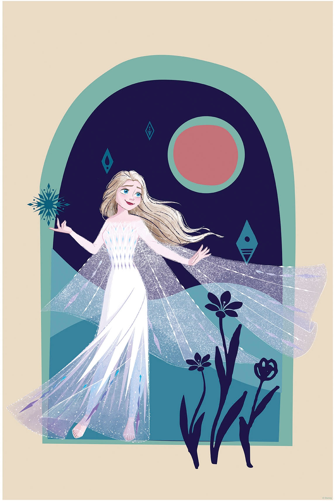 Komar Wandbild »Frozen Nocturnal Stroll«, Disney, (Set, 1 St.), 40 x 50 cm (Breite x Höhe) - Kinderzimmer, Dekoration