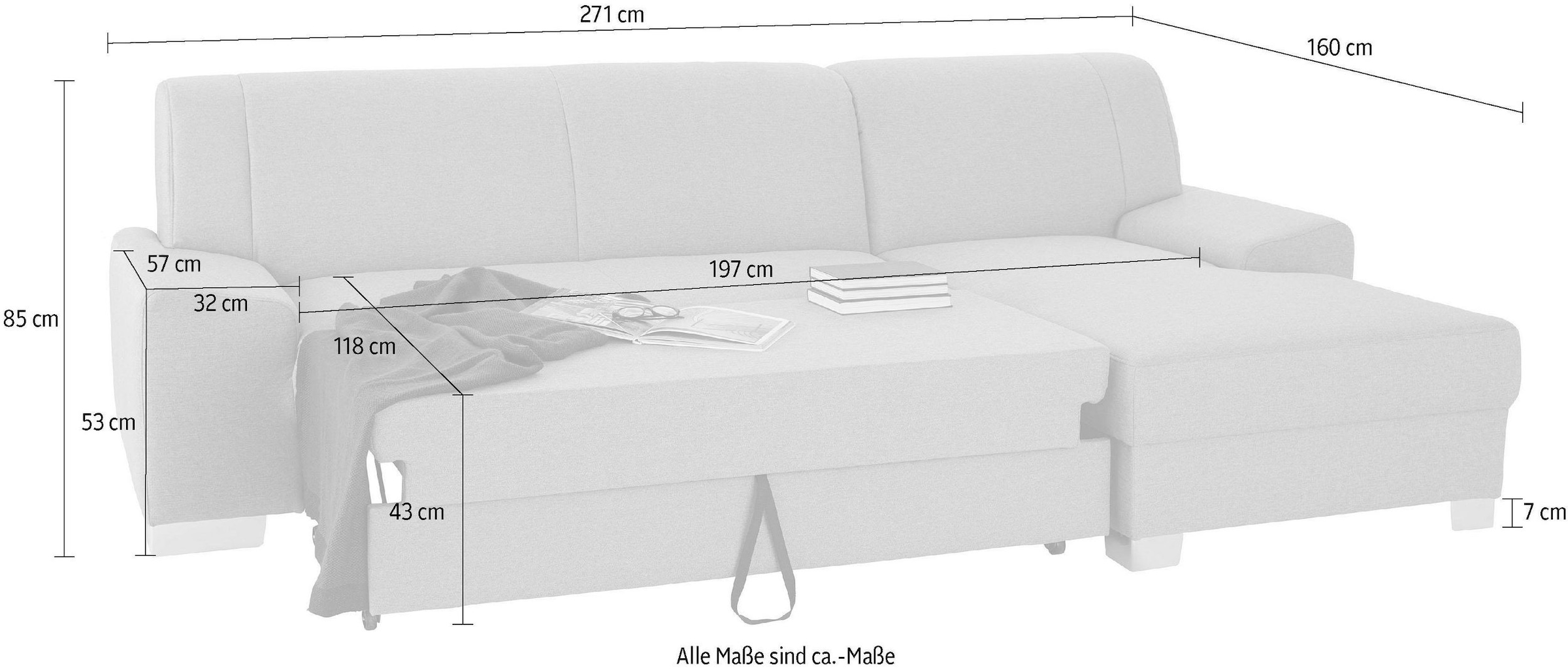DOMO collection Ecksofa »Anzio L-Form«, wahlweise mit Bettfunktion und Federkern