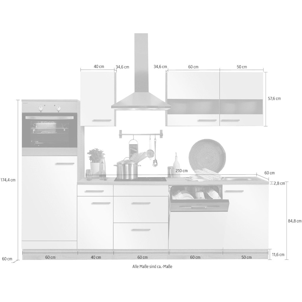 OPTIFIT Küchenzeile »Kalmar«, ohne E-Geräte, Breite 300 cm