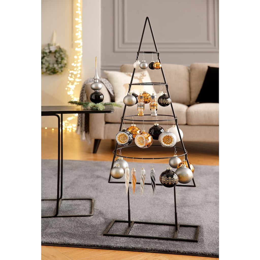 Thüringer Glasdesign Christbaumschmuck »Black&White&Gold, Weihnachtsdeko, Christbaumschmuck«, (Set, 2 tlg.)