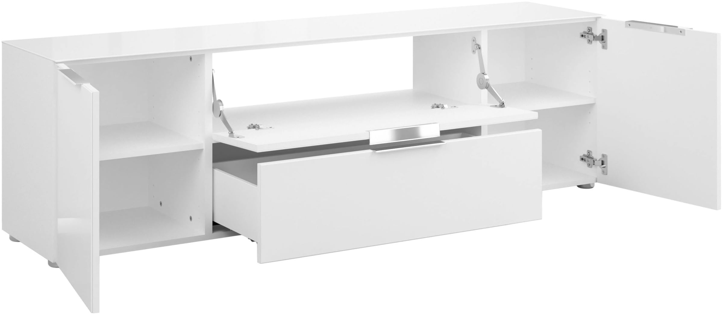 Manjana Möbel Lowboard »Lowboard mit Chrom oder Schwarz matten Metallgriffen«