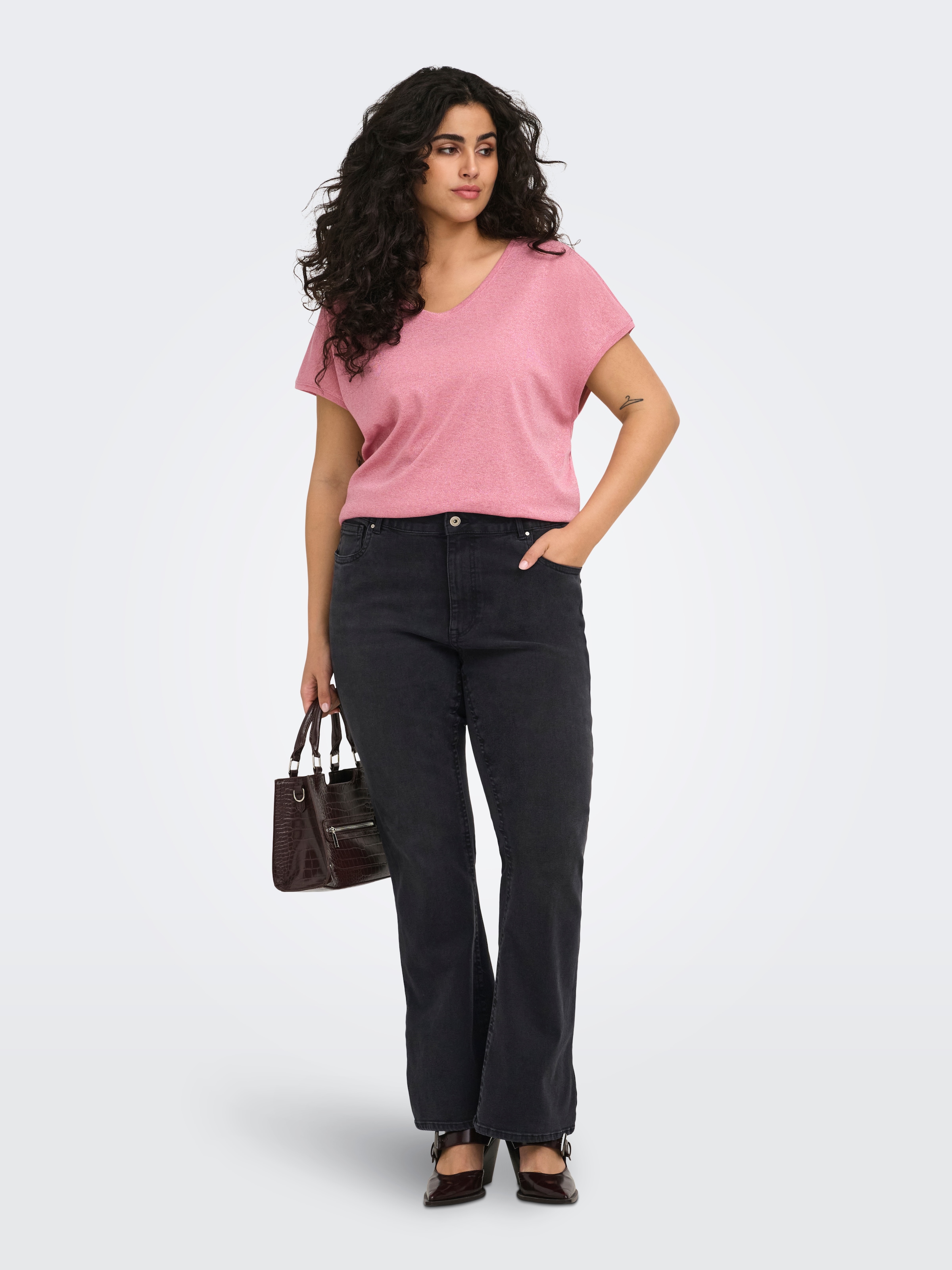 ONLY CARMAKOMA Bootcut-Jeans »CARPHOEBE REG BACK POC FLA PIM342 NOOS« Baumwollmischung, Regular Waist