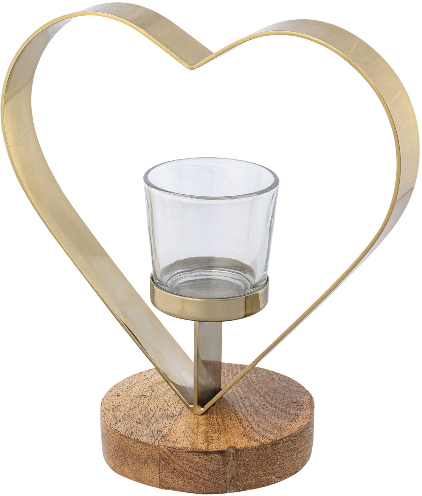 Holz, bestellen Herz«, home und auf Glas Edelstahl (Set, St.), »Kerzenhalter 2 Rechnung aus Teelichthalter Creativ